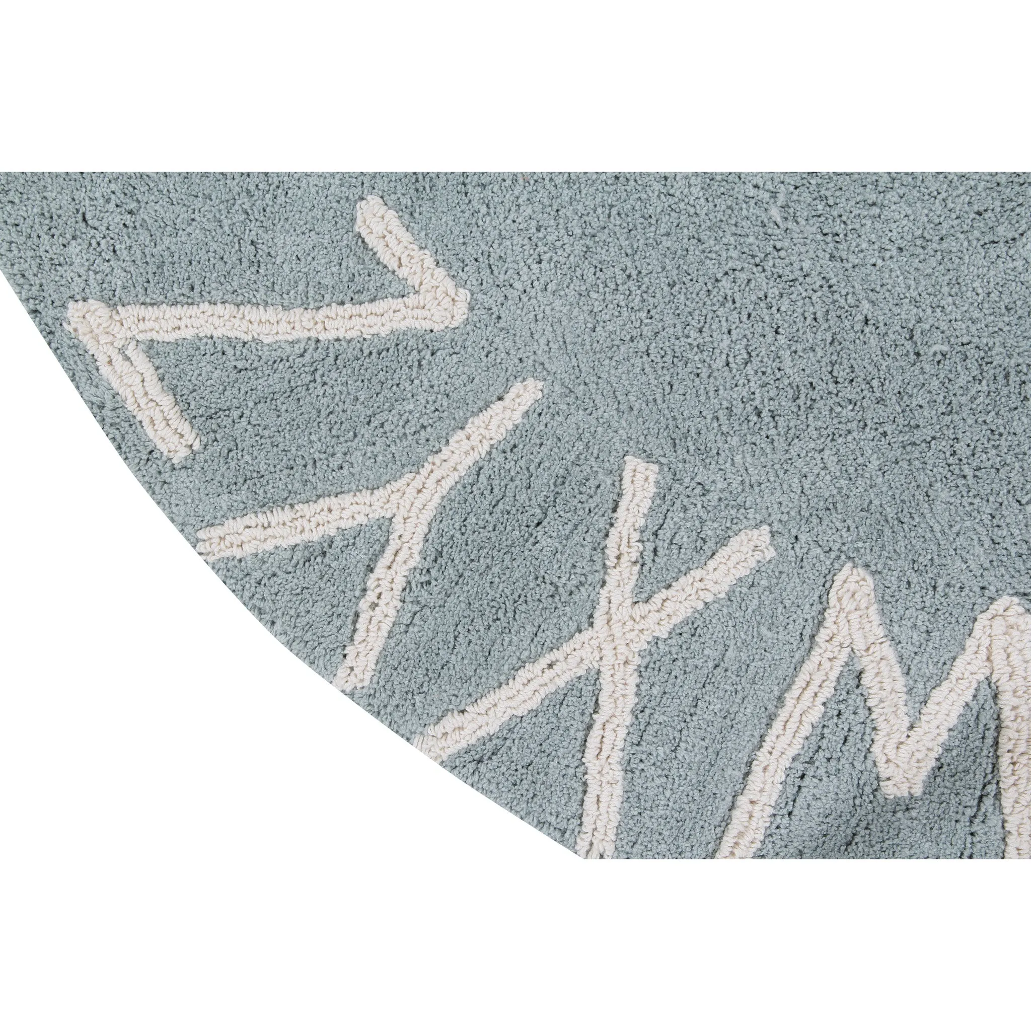 Lorena Canals Round ABC Vintage Blue Natural Washable Cotton Rug (Pre-Order; Est. Delivery in 4-8 Weeks)