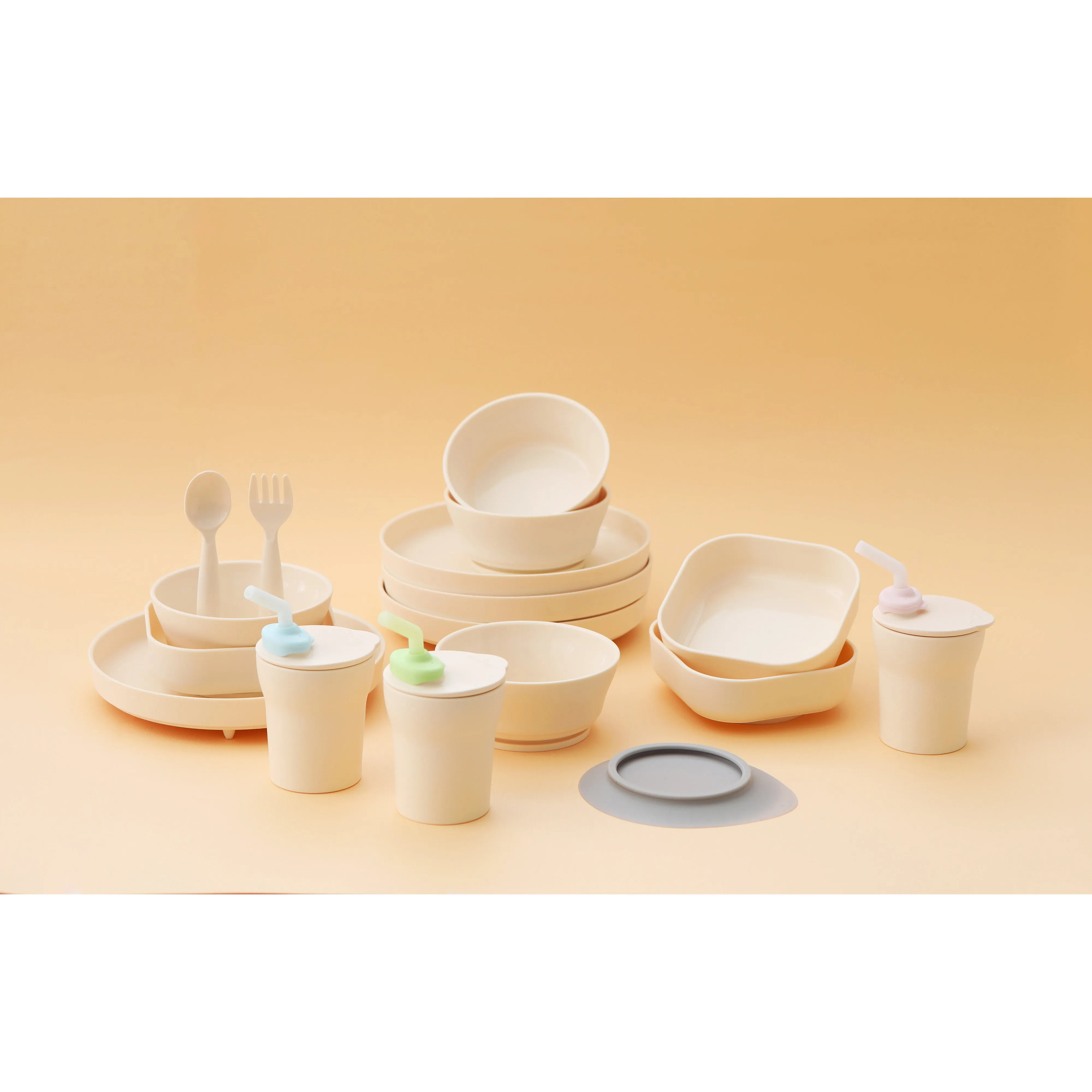 Miniware First Bite Set - PLA Cereal Suction Bowl   Silicone Spoon and Cover in Cotton Candy