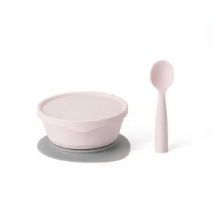 Miniware First Bite Set - PLA Cereal Suction Bowl   Silicone Spoon and Cover in Cotton Candy
