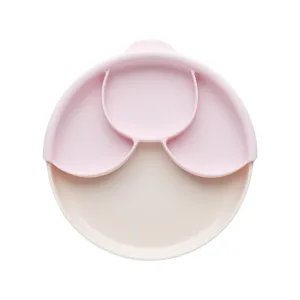 Miniware Healthy Meal Set - PLA Smart Divider Suction Plate in Vanilla   Silicone Divider in Cotton Candy