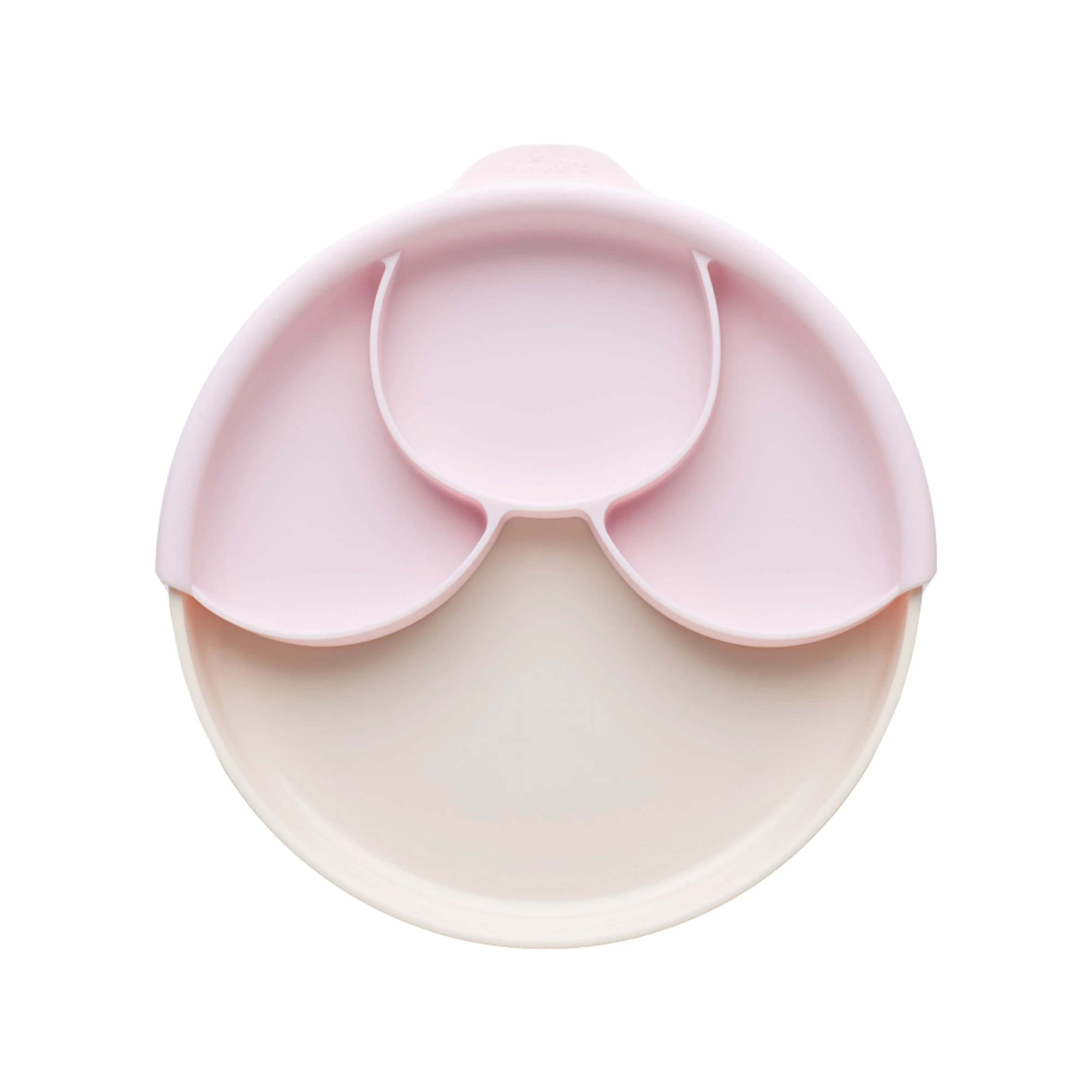 Miniware Healthy Meal Set - PLA Smart Divider Suction Plate in Vanilla   Silicone Divider in Cotton Candy