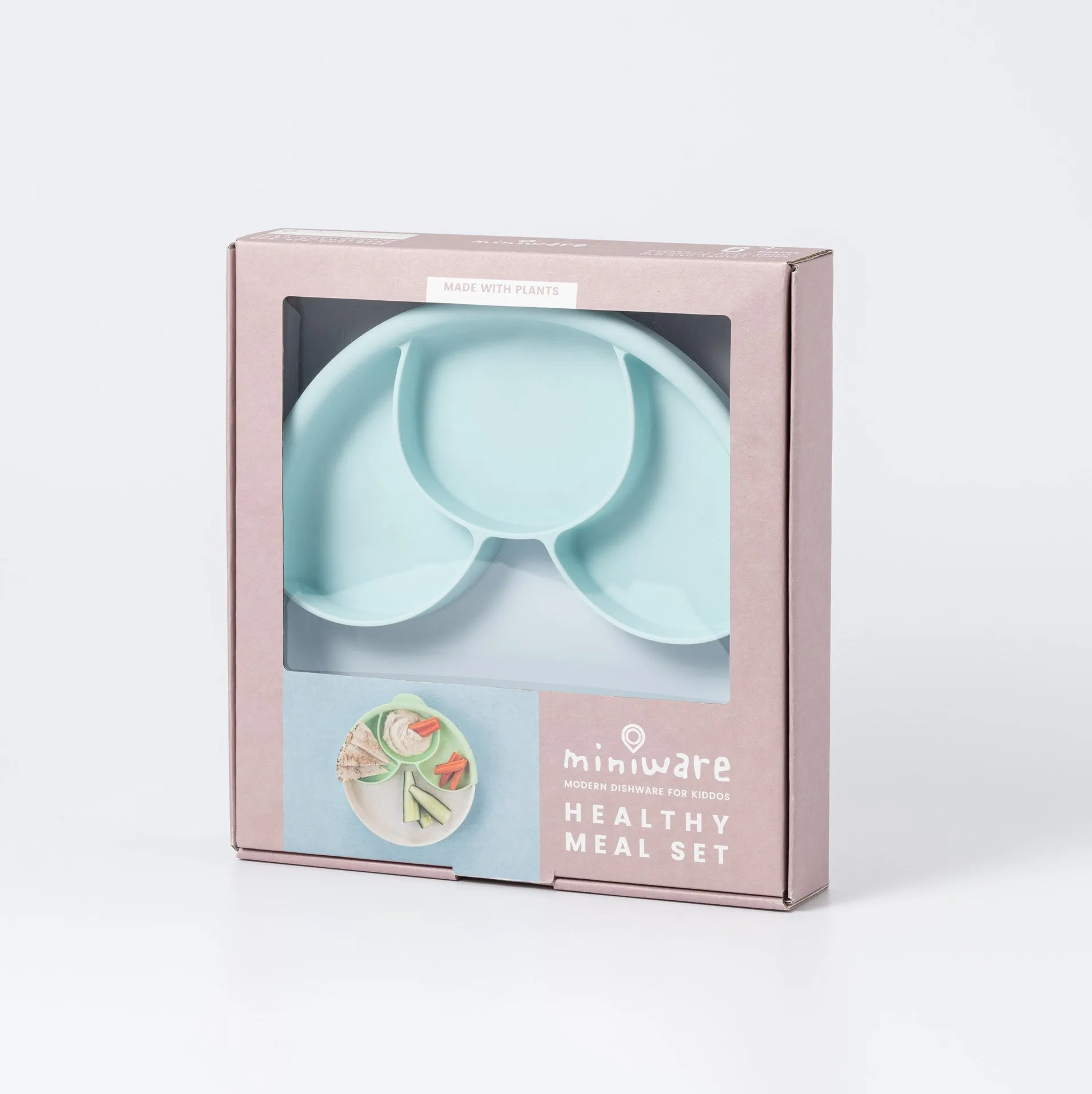 Miniware Healthy Meal Set - PLA Smart Divider Suction Plate   Silicone Divider in Aqua