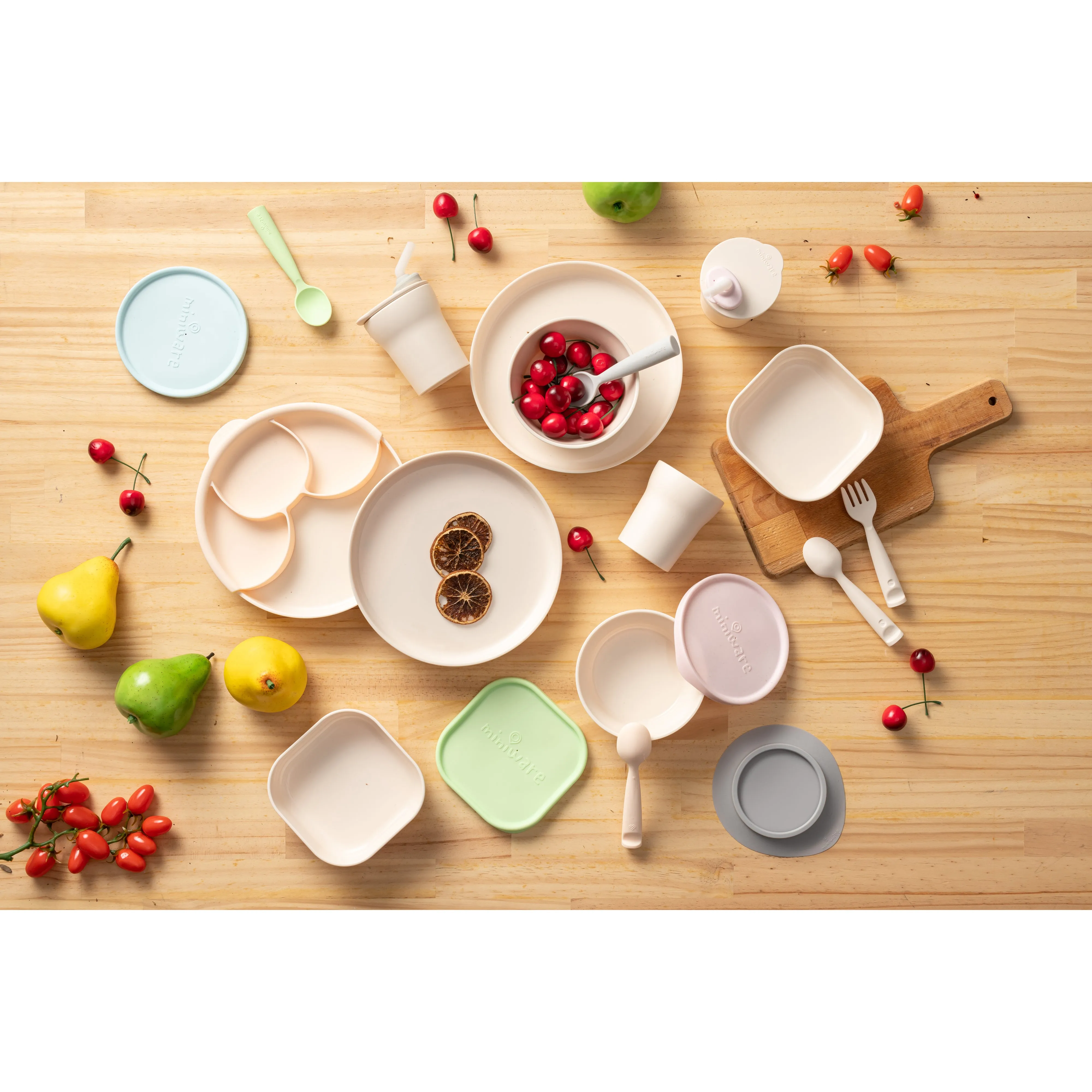 Miniware Healthy Meal Set - PLA Smart Divider Suction Plate   Silicone Divider in Toffee