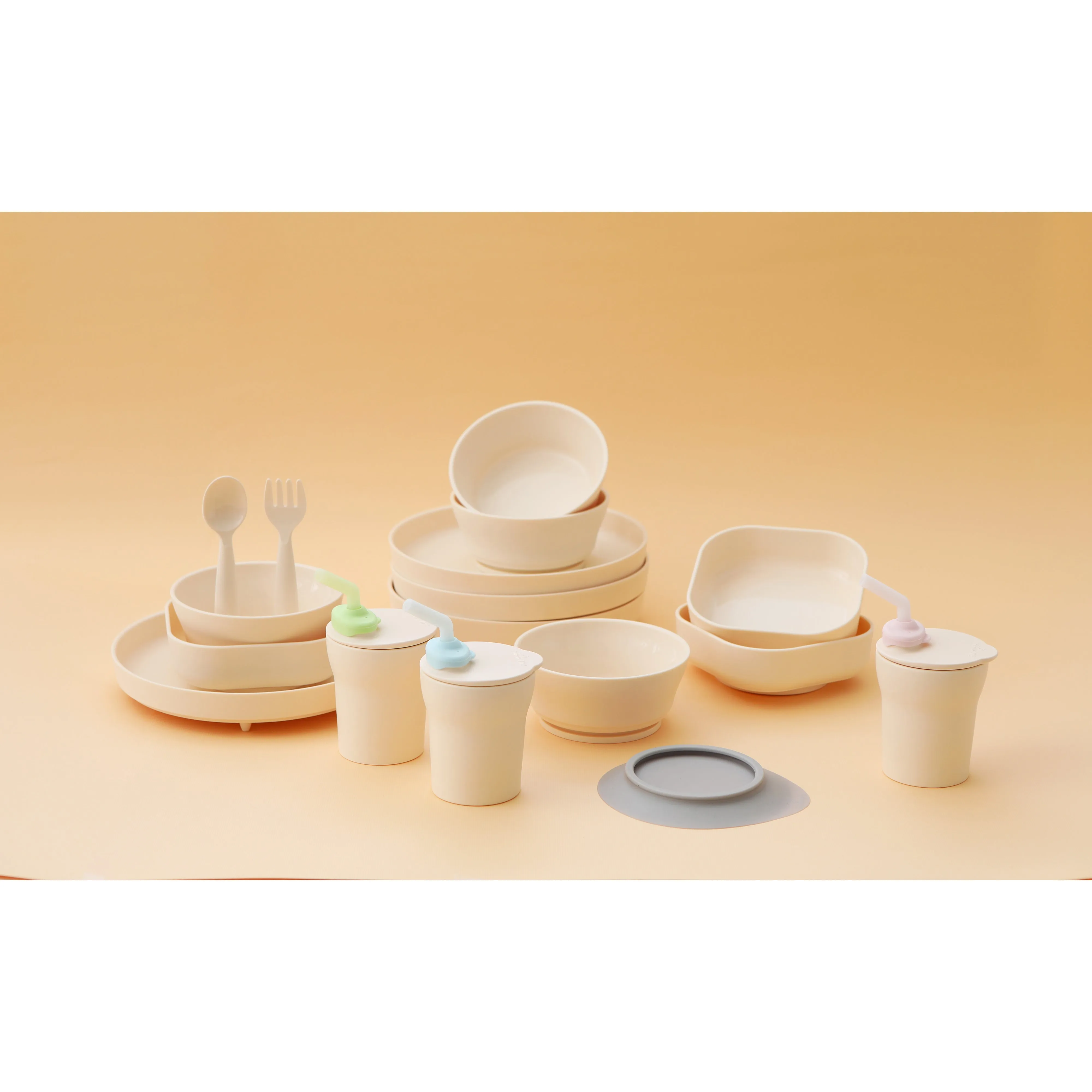 Miniware Healthy Meal Set - PLA Smart Divider Suction Plate   Silicone Divider in Toffee
