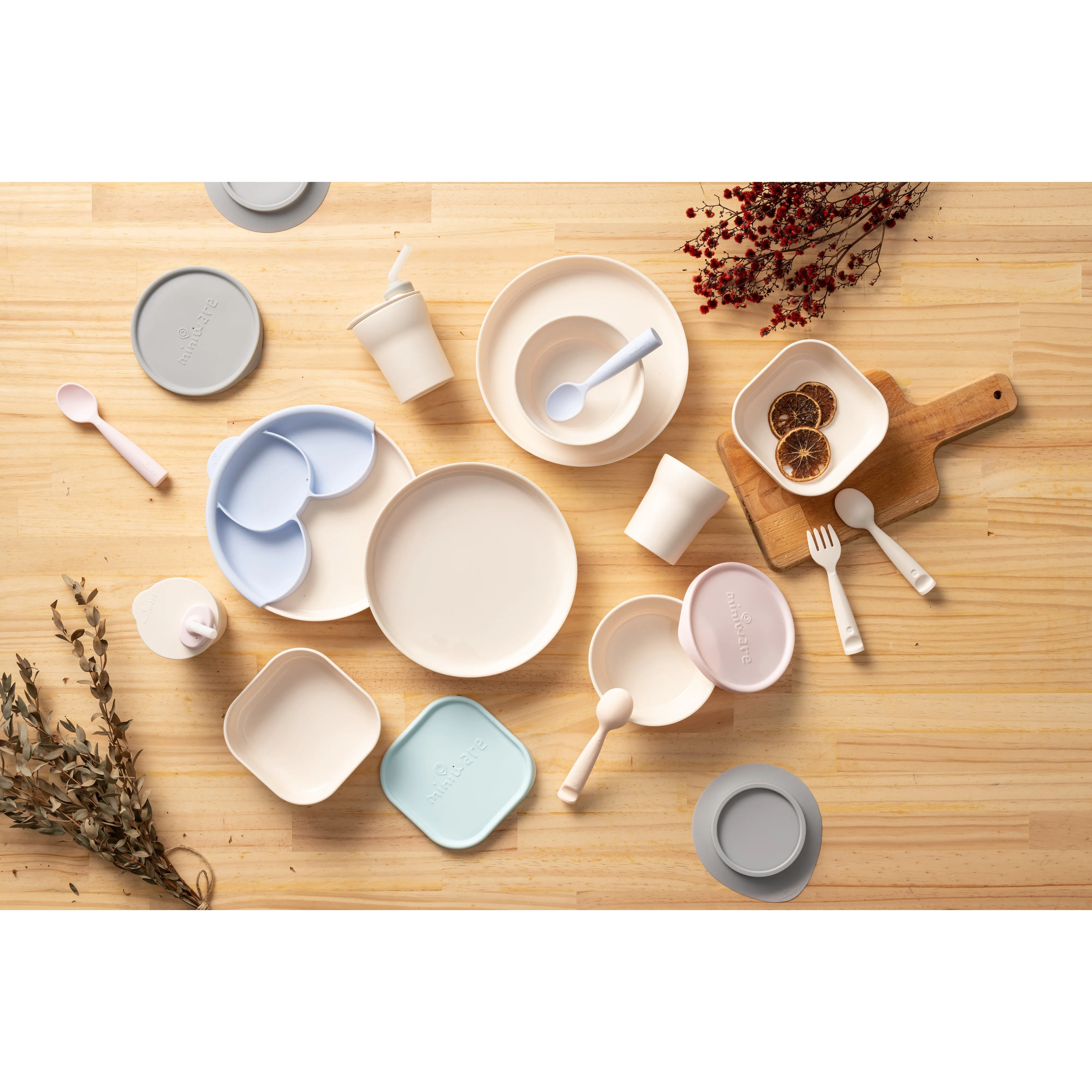 Miniware Healthy Meal Set - PLA Smart Divider Suction Plate   Silicone Divider in Toffee