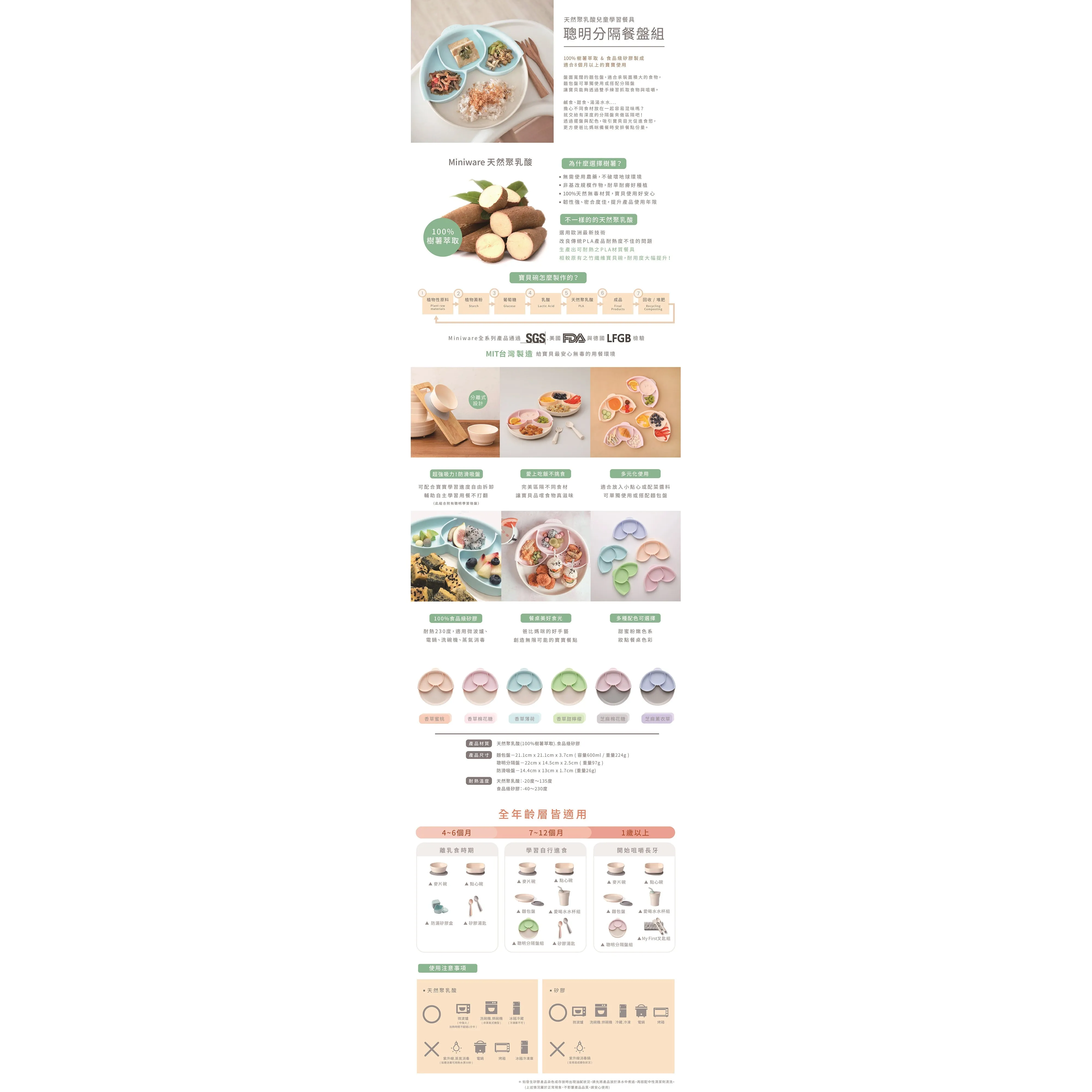 Miniware Healthy Meal Set - PLA Smart Divider Suction Plate   Silicone Divider in Toffee