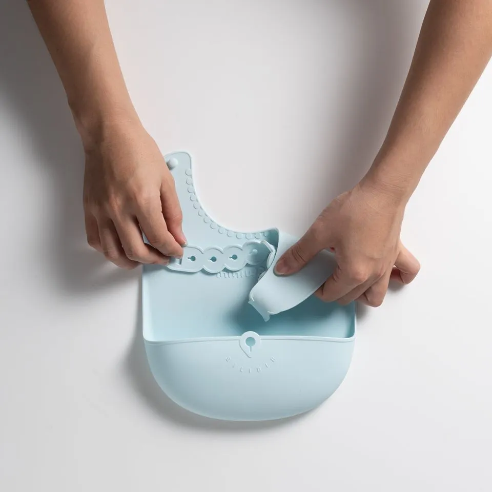 Miniware Roll & Lock Bib (Set of 2) - Silicone Bib in Cotton Candy   Grey