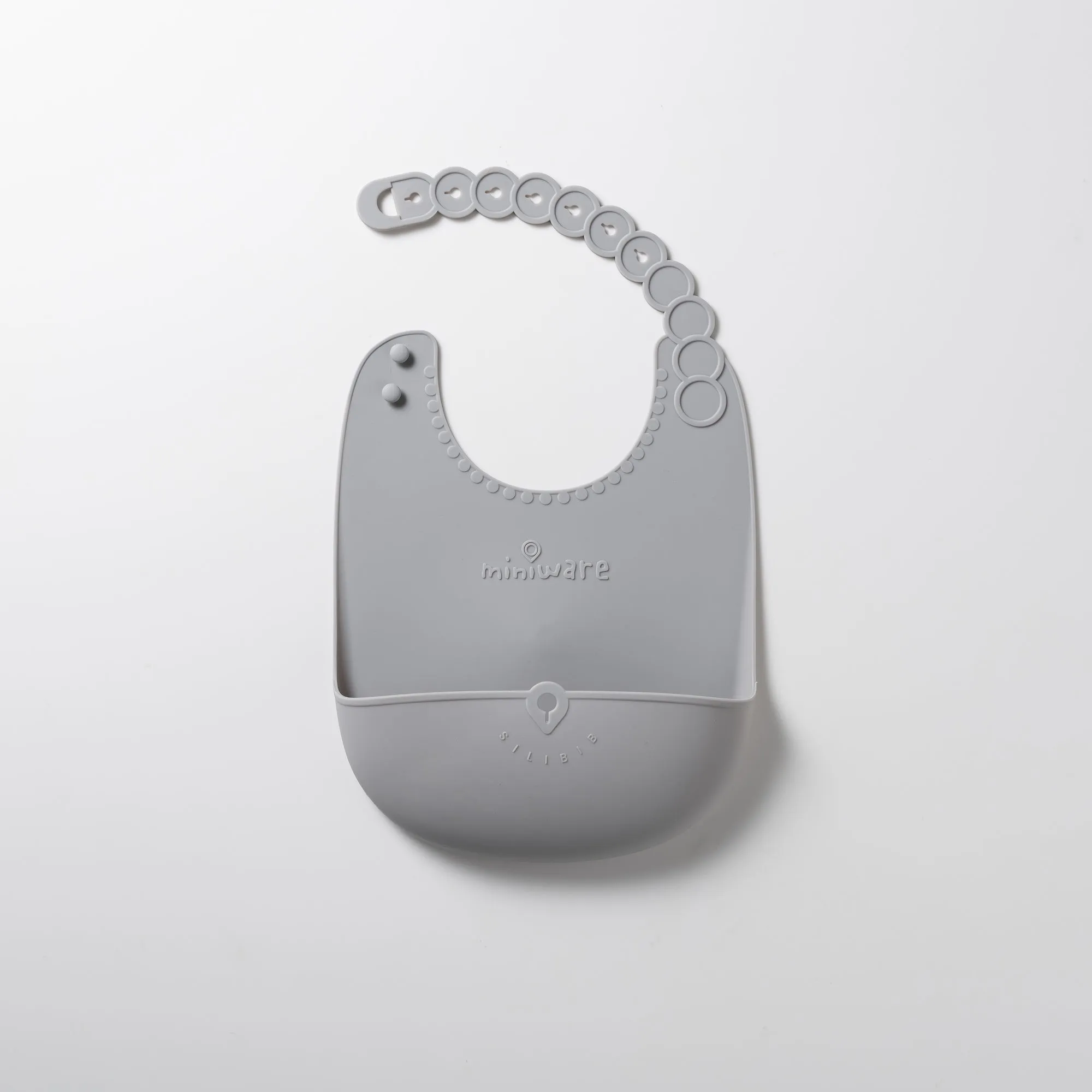 Miniware Roll & Lock Bib (Set of 2) - Silicone Bib in Cotton Candy   Grey