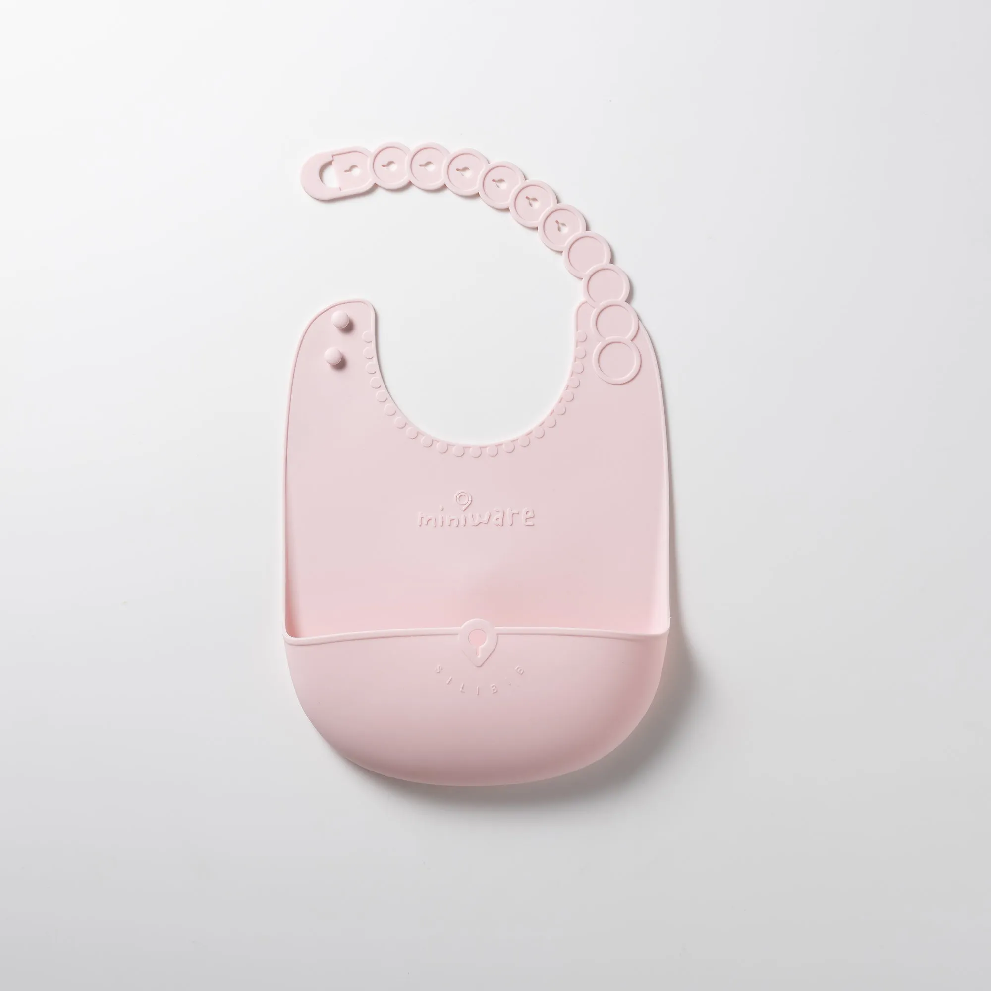 Miniware Roll & Lock Bib (Set of 2) - Silicone Bib in Cotton Candy   Grey