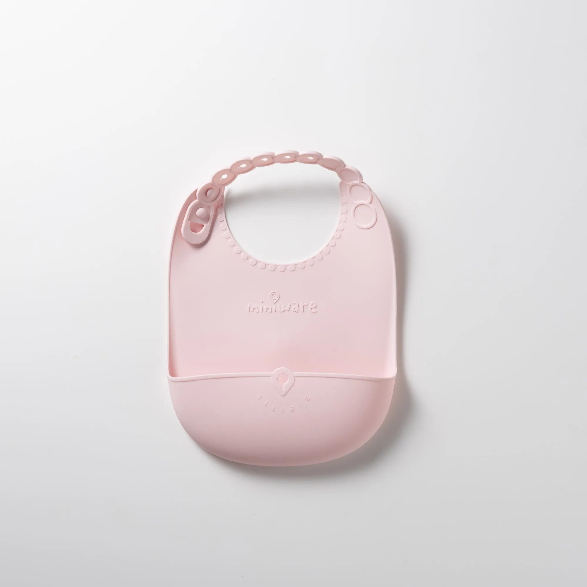 Miniware Roll & Lock Bib (Set of 2) - Silicone Bib in Cotton Candy   Grey