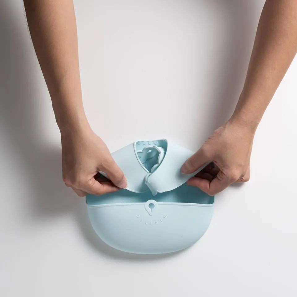 Miniware Roll & Lock Bib (Set of 2) - Silicone Bib in Cotton Candy   Grey