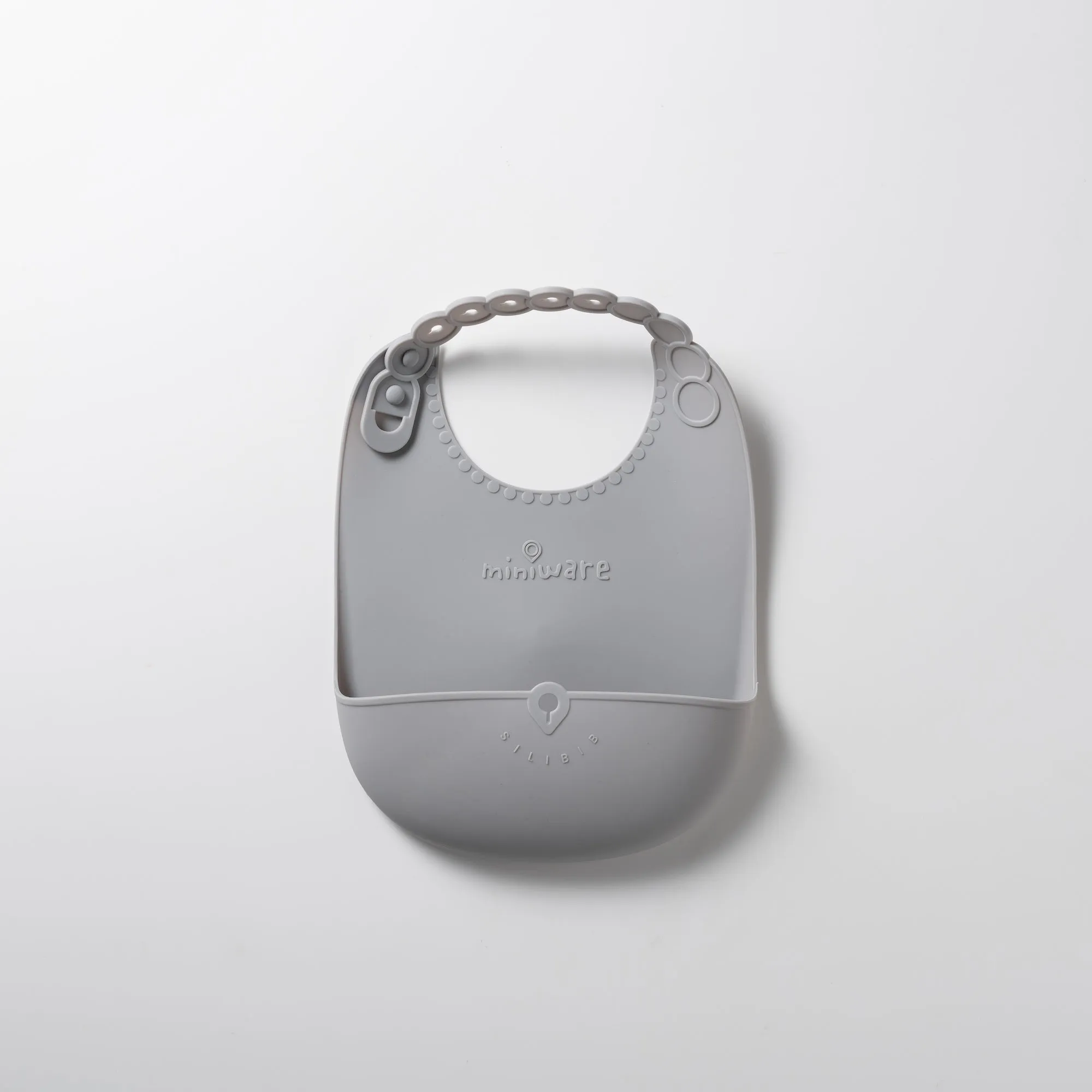 Miniware Roll & Lock Bib (Set of 2) - Silicone Bib in Cotton Candy   Grey