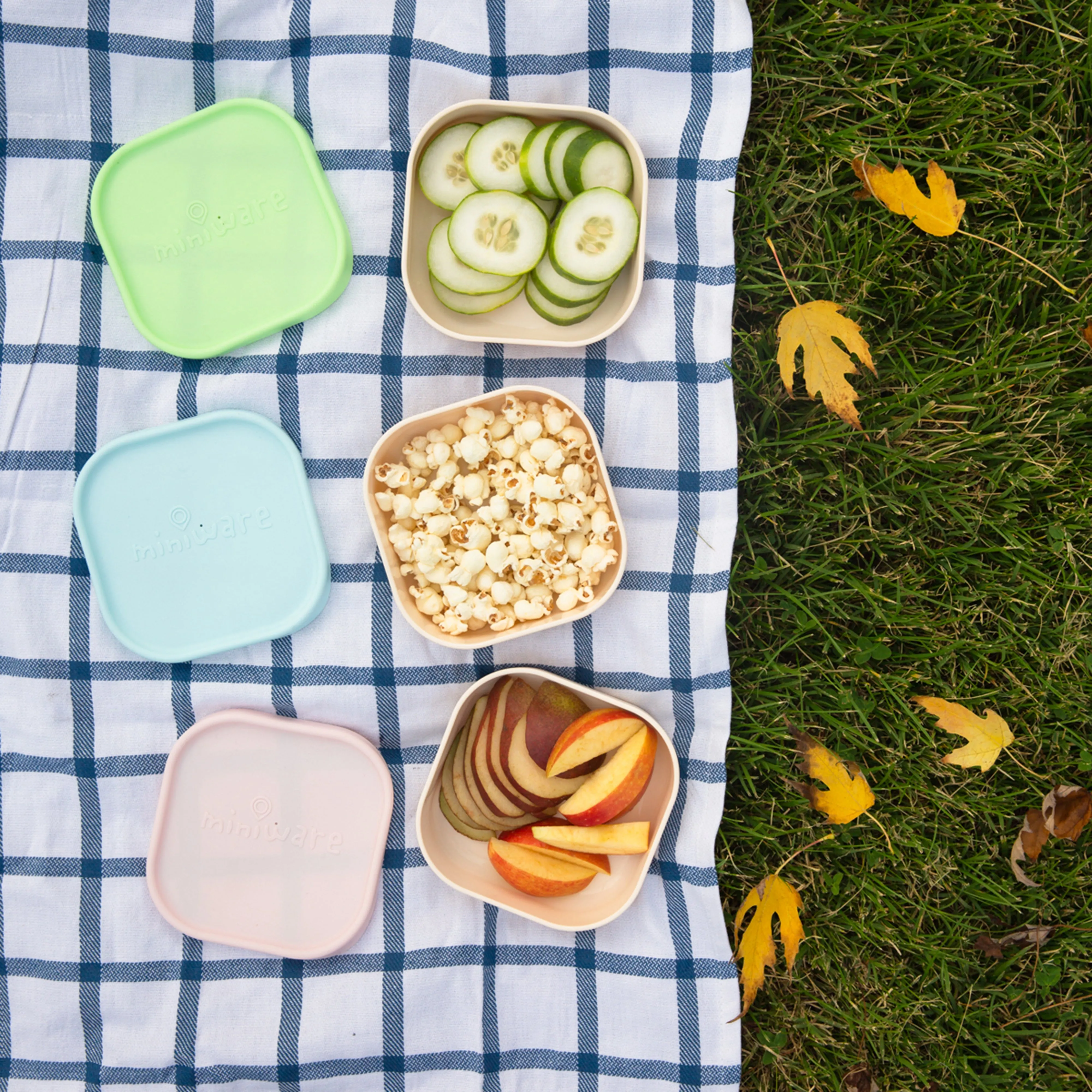 Miniware Snack Bowl Set - PLA Suction Bowl Vanilla   Silicone Cover in Cotton Candy