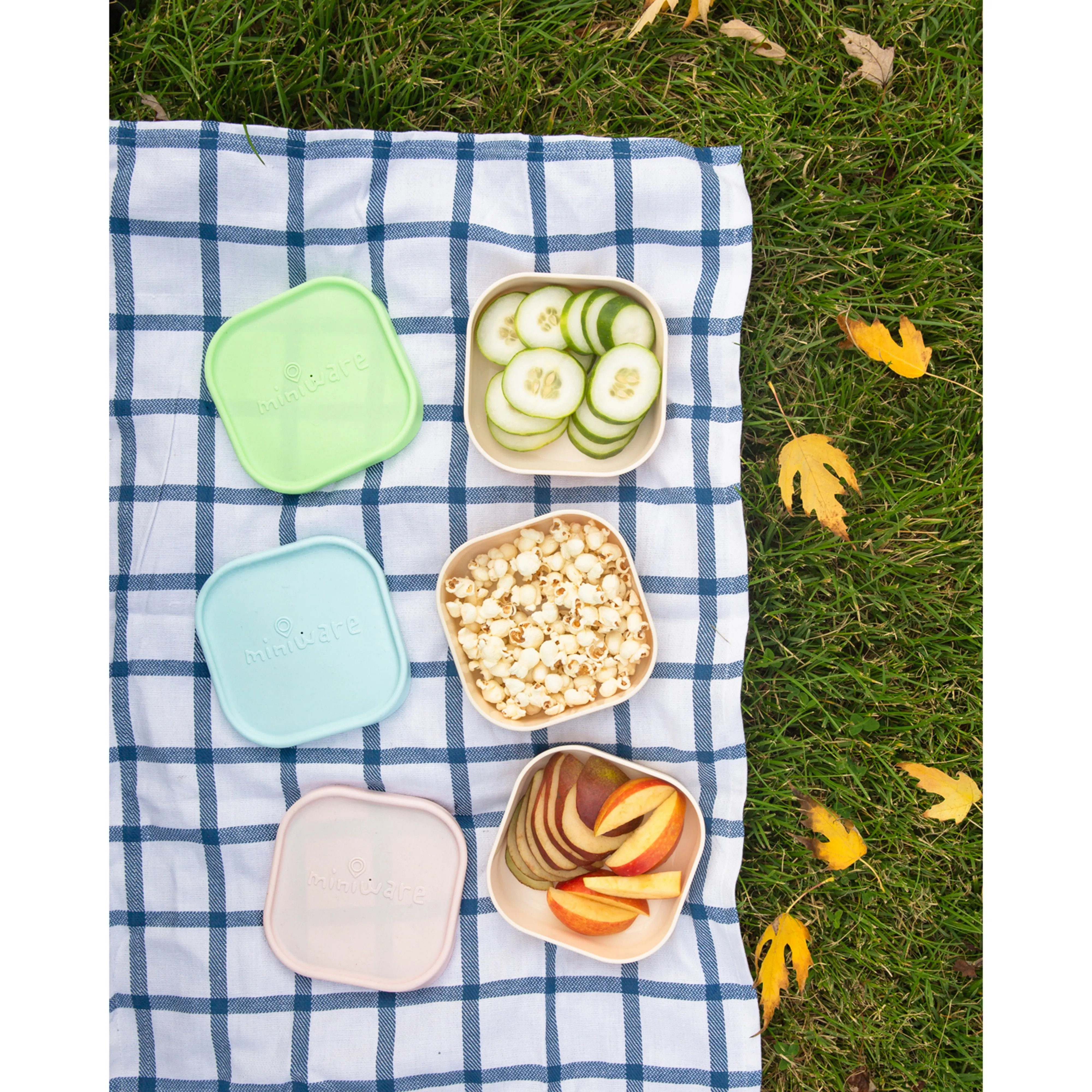Miniware Snack Bowl Set - PLA Suction Bowl Vanilla   Silicone Cover in Cotton Candy