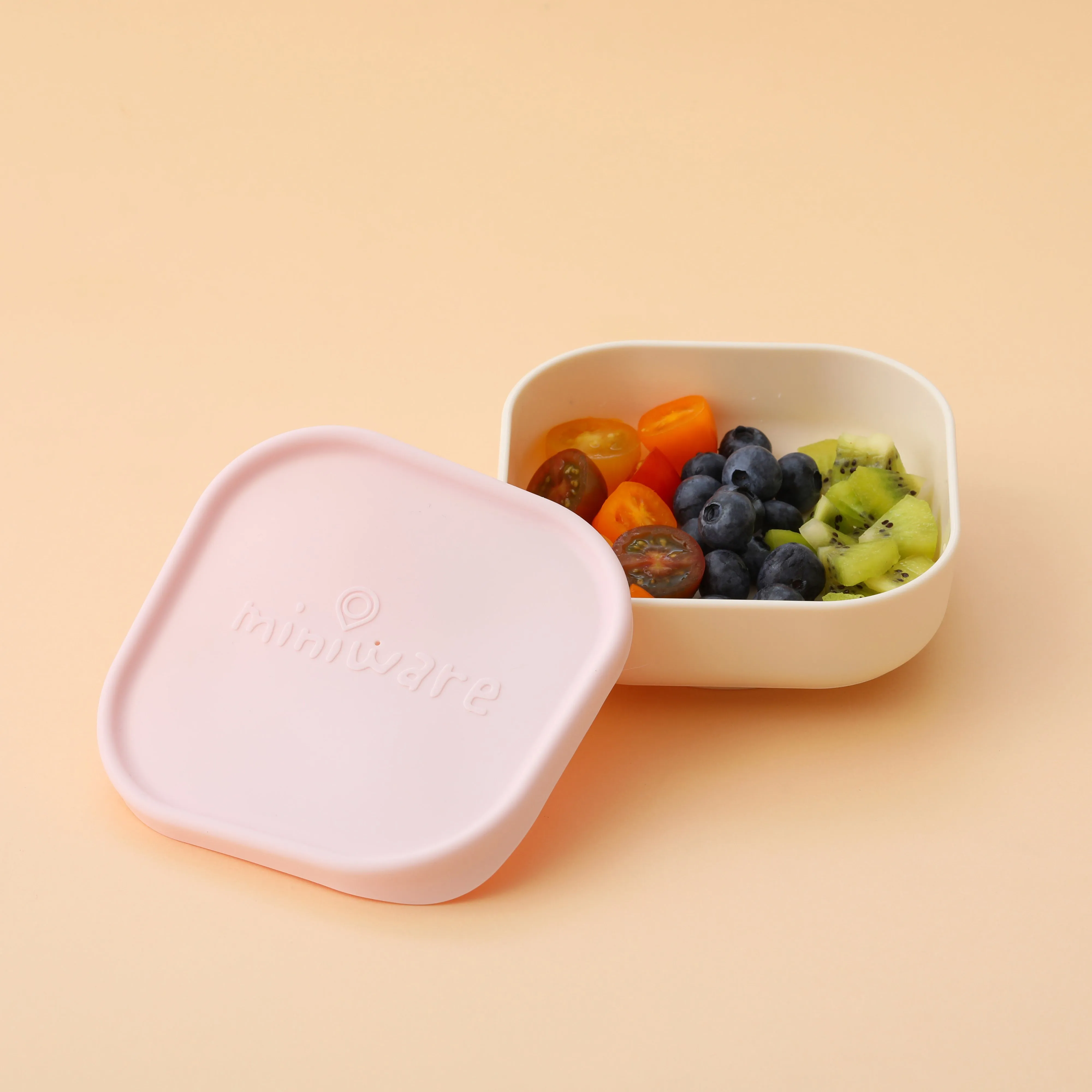 Miniware Snack Bowl Set - PLA Suction Bowl Vanilla   Silicone Cover in Cotton Candy