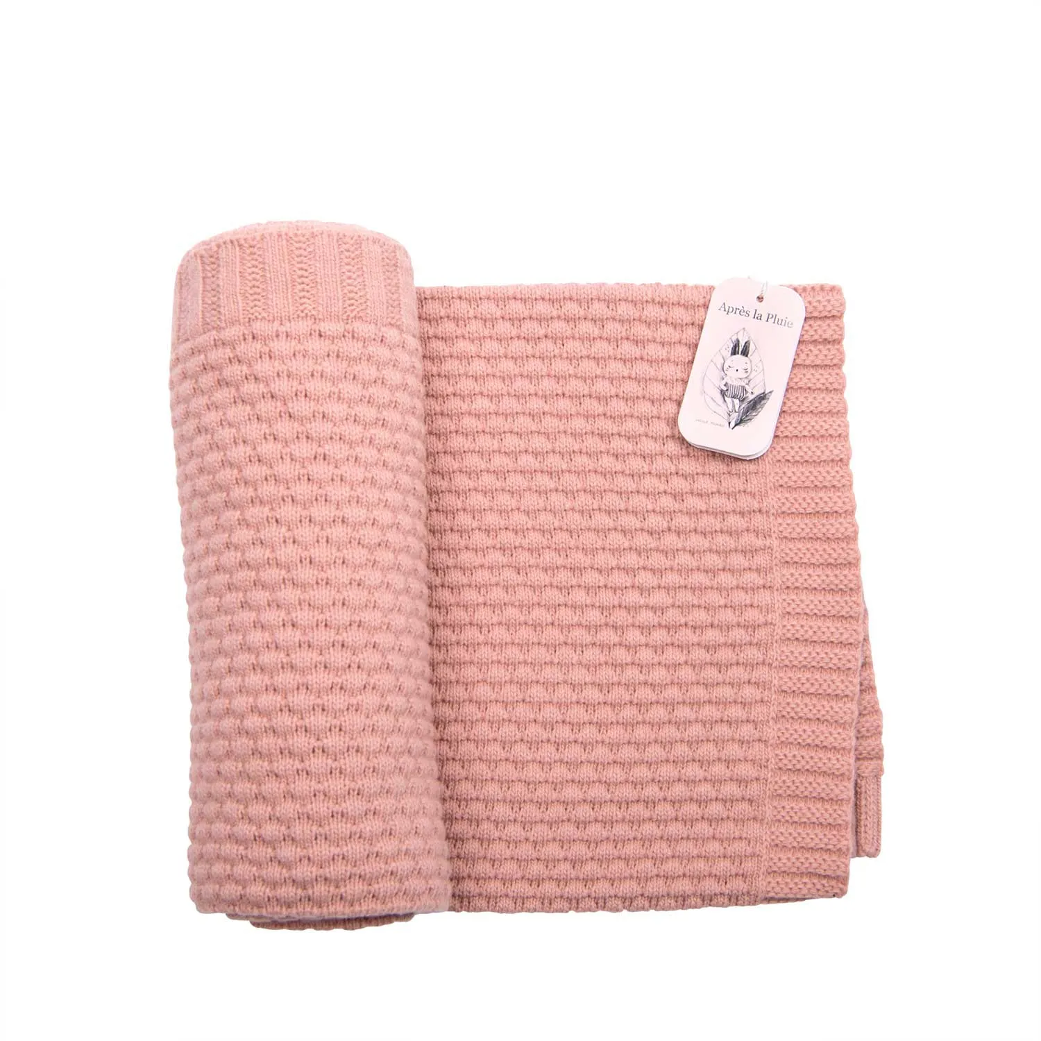 Moulin Roty Apres La Pluie Pink Knited Blanket/ Wool Blend