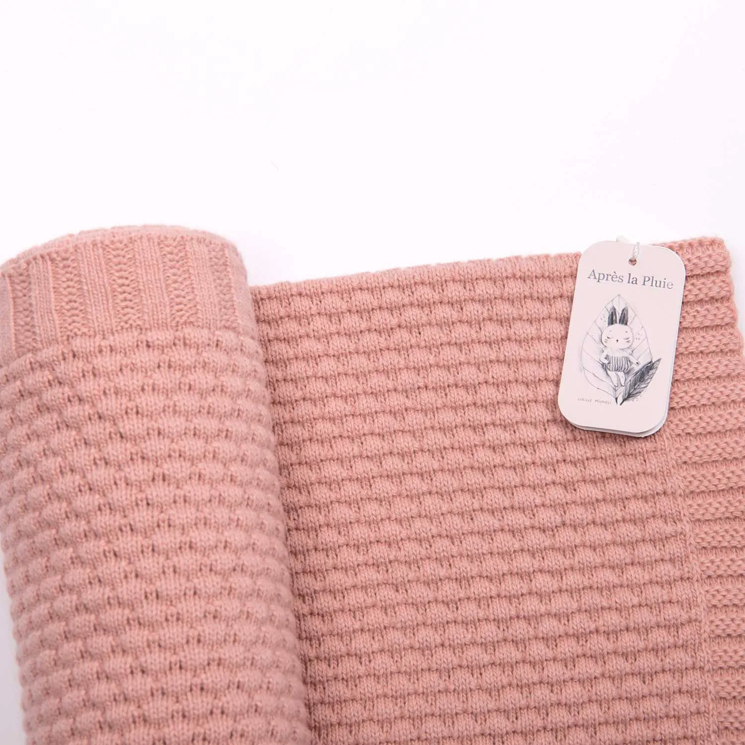 Moulin Roty Apres La Pluie Pink Knited Blanket/ Wool Blend