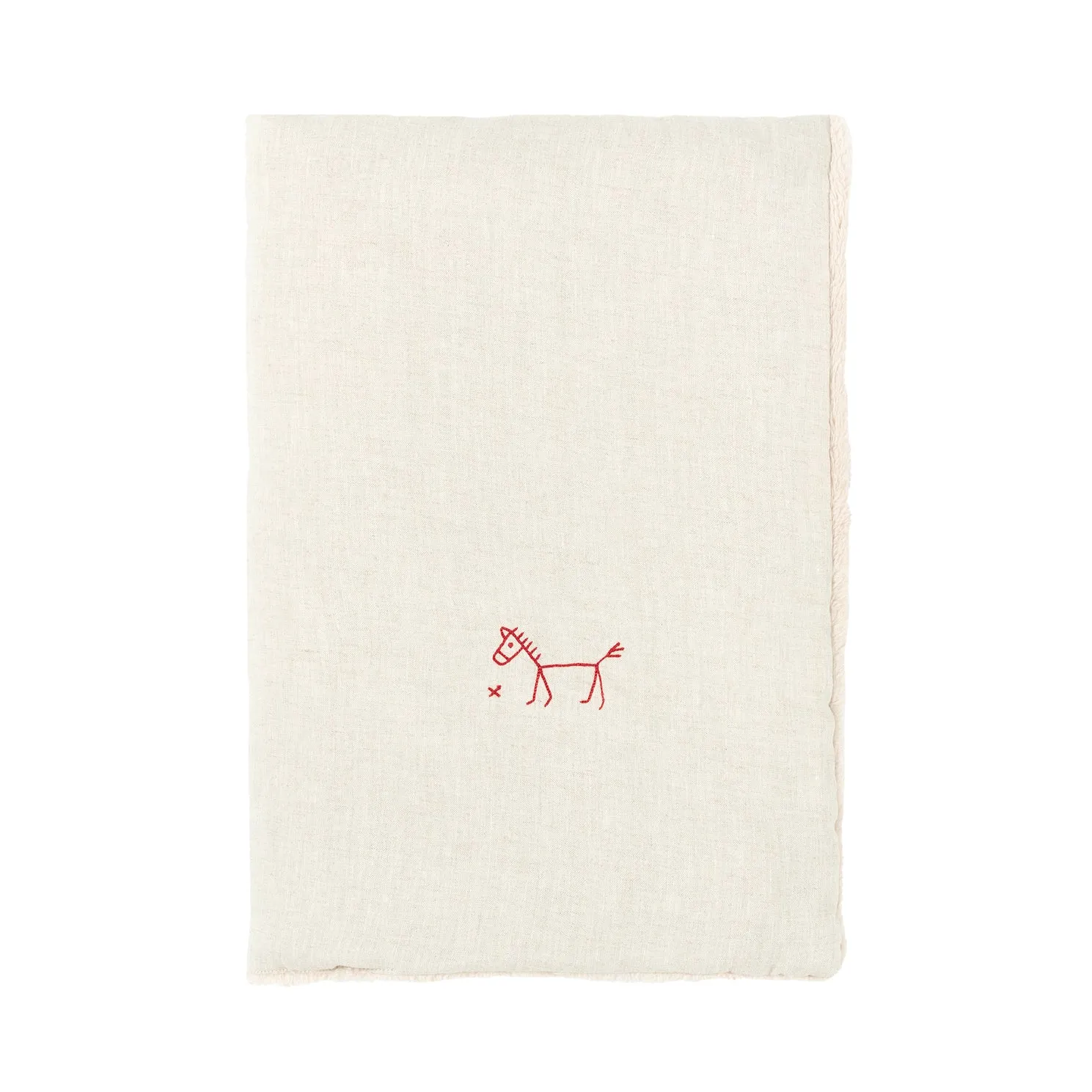nobodinoz Embroidered Winter Blanket L1n0 French Linen Greige