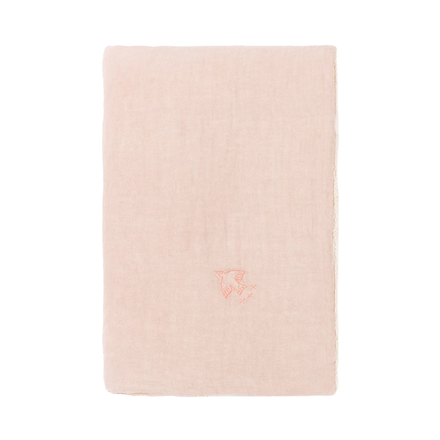nobodinoz Embroidered Winter Blanket L1n0 French Linen Mauve Pink