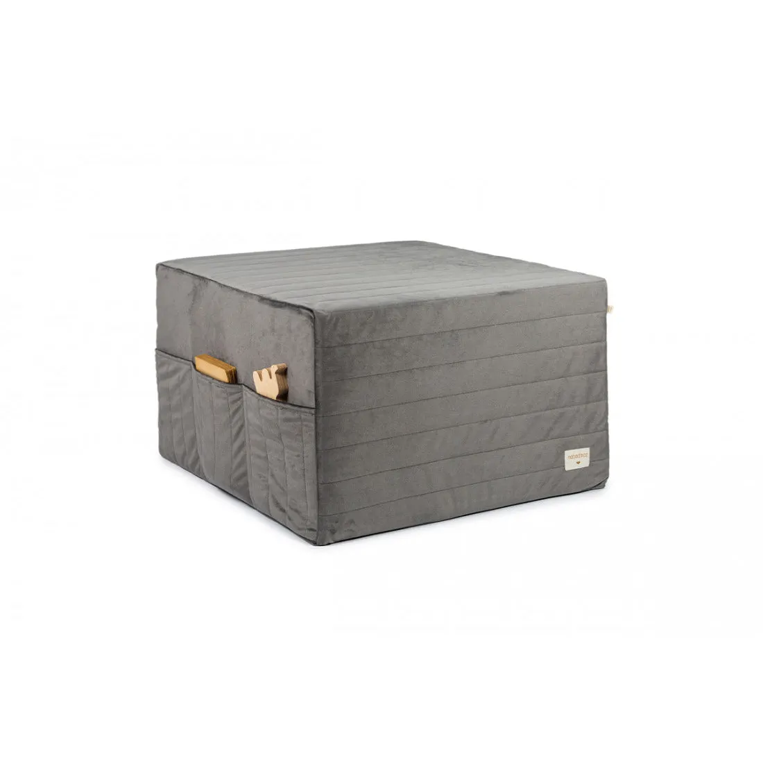 nobodinoz Sleepover Velvet Foldable Mattress Slate Grey
