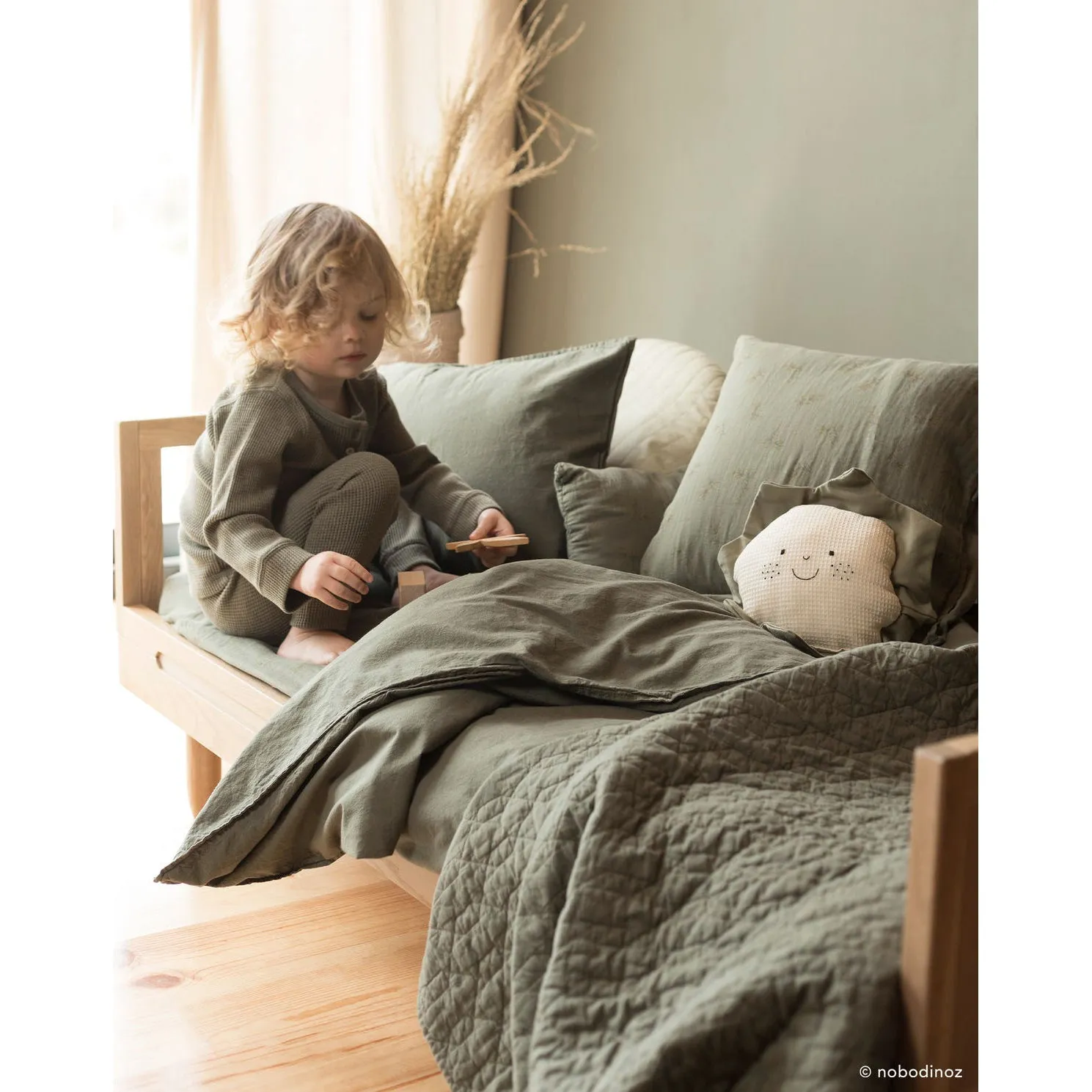nobodinoz Wabi Sabi Washed BB Duvet Cover Set Flore Vetiver