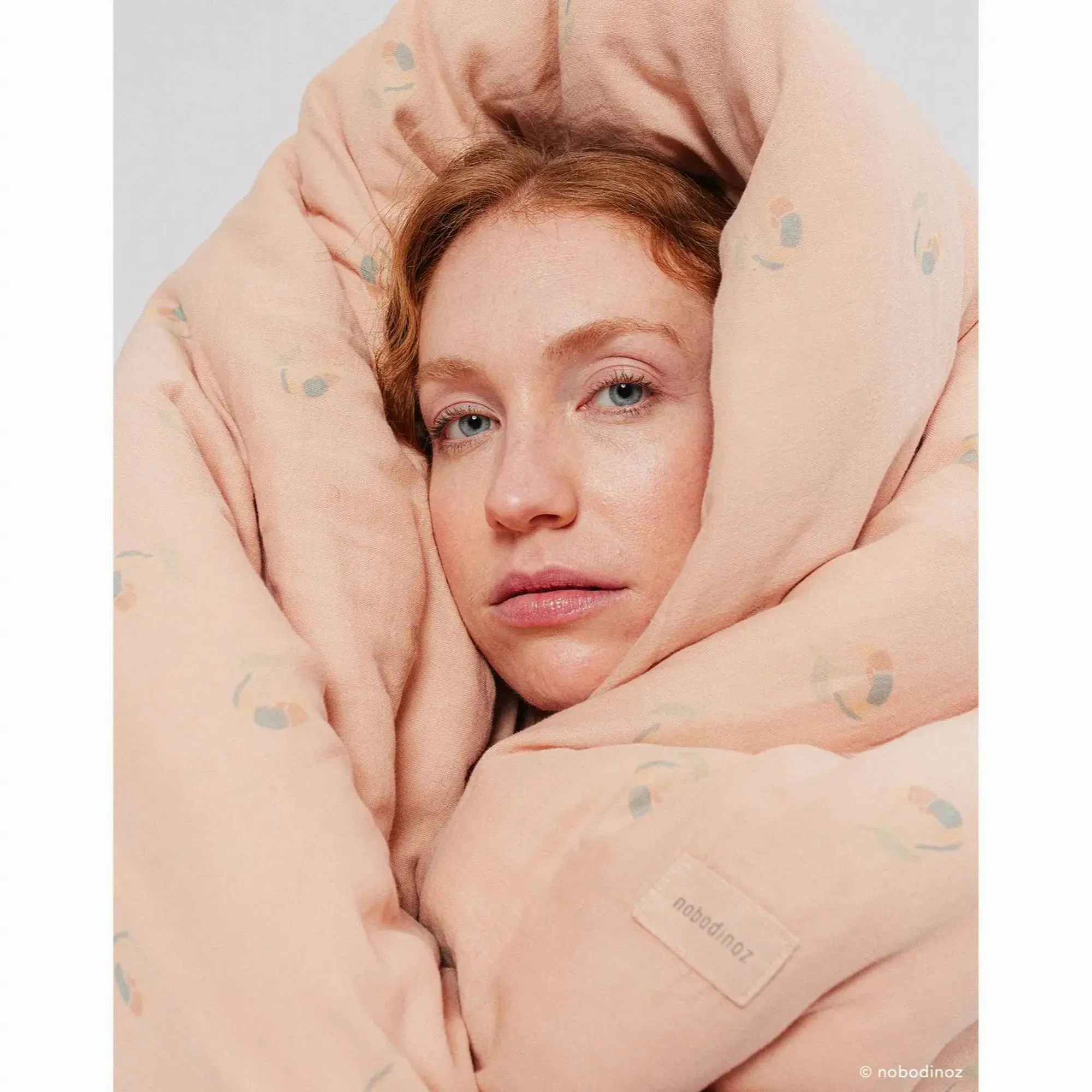 nobodinoz Washed Muslin Baby Duvet Cover Set Wabi-Sabi Powder Pink Blossom