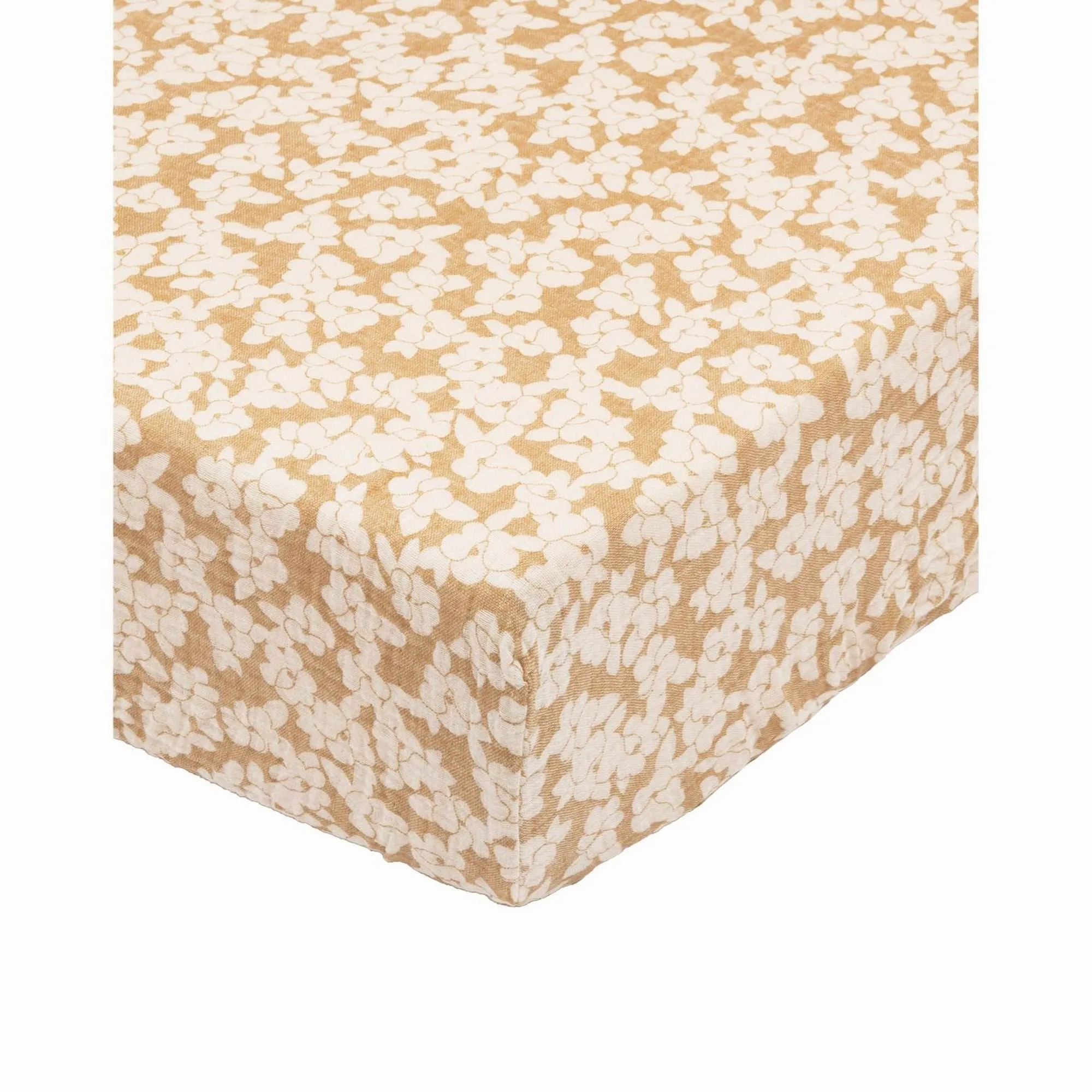 nobodinoz Washed Muslin Baby Fitted Sheet Wabi-Sabi Golden Brown Sakura