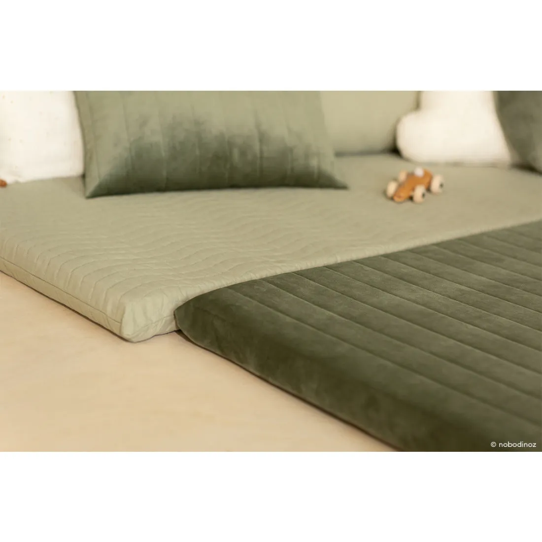 nobodinoz Zanzibar Velvet Play Mattress Olive Green