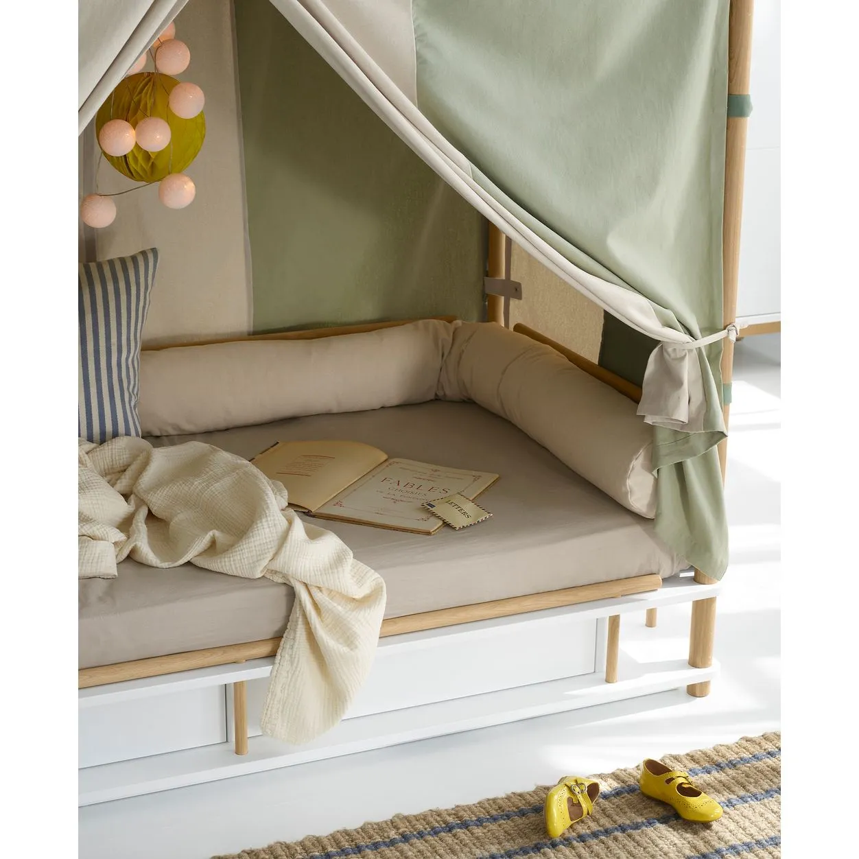 Oliver Furniture Bed Canopy Circus For Camp Beds, Green/Undyed (Pre-Order; Est. Delivery in 6-10 Weeks)