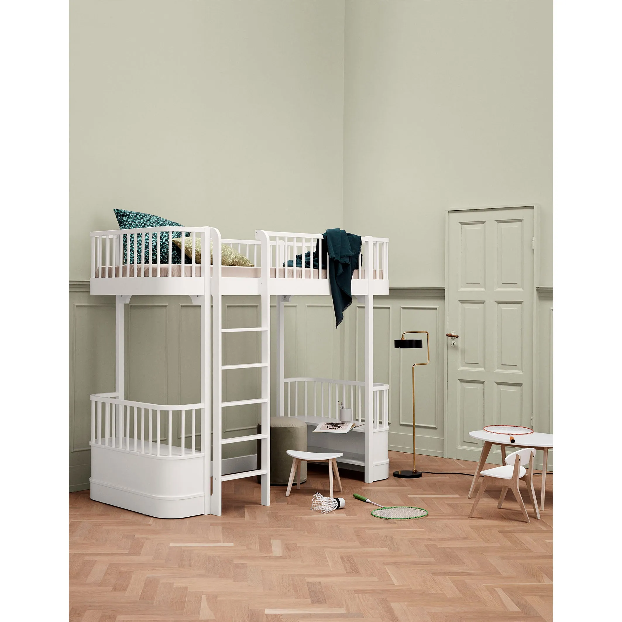 Oliver Furniture Wood Loft Bed Ladder Front White/Oak