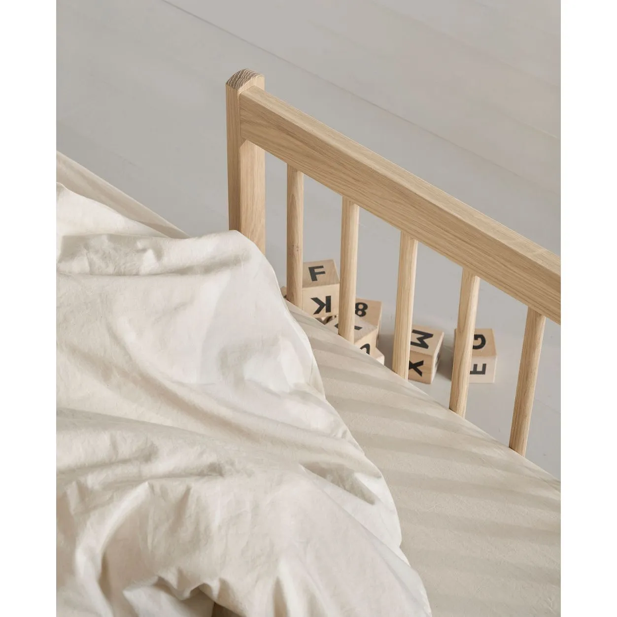 Oliver Furniture Wood Mini  Low Loft Bed Ladder Front Oak (With Junior Conversion Kit) - Oak (Pre-Order; Est. Delivery in 6-10 Weeks)