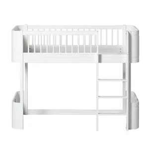 Oliver Furniture Wood Mini  Low Loft Bed Ladder Front White