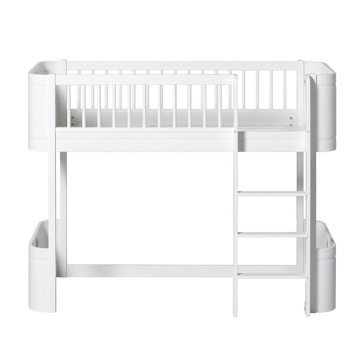 Oliver Furniture Wood Mini  Low Loft Bed Ladder Front White