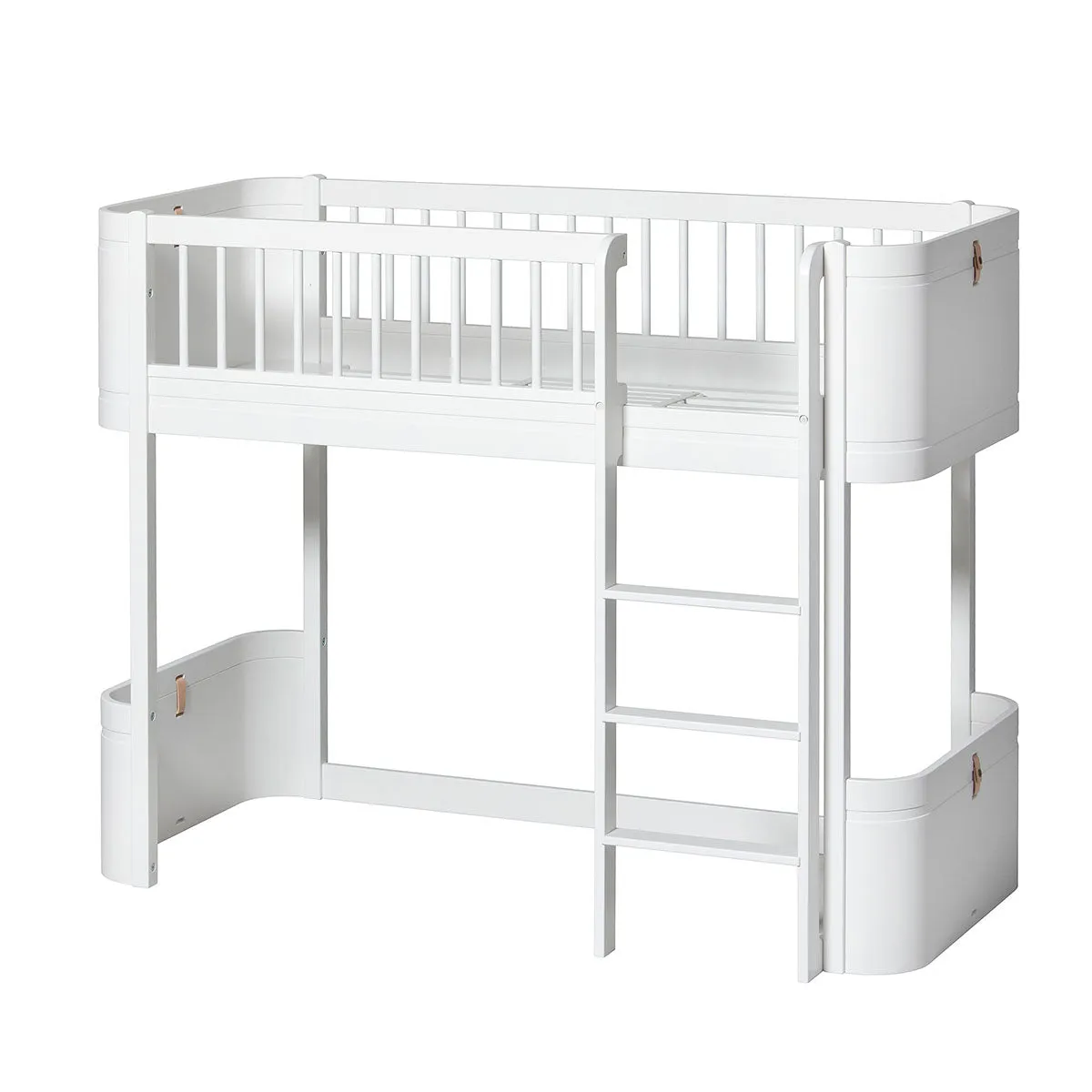 Oliver Furniture Wood Mini  Low Loft Bed Ladder Front White