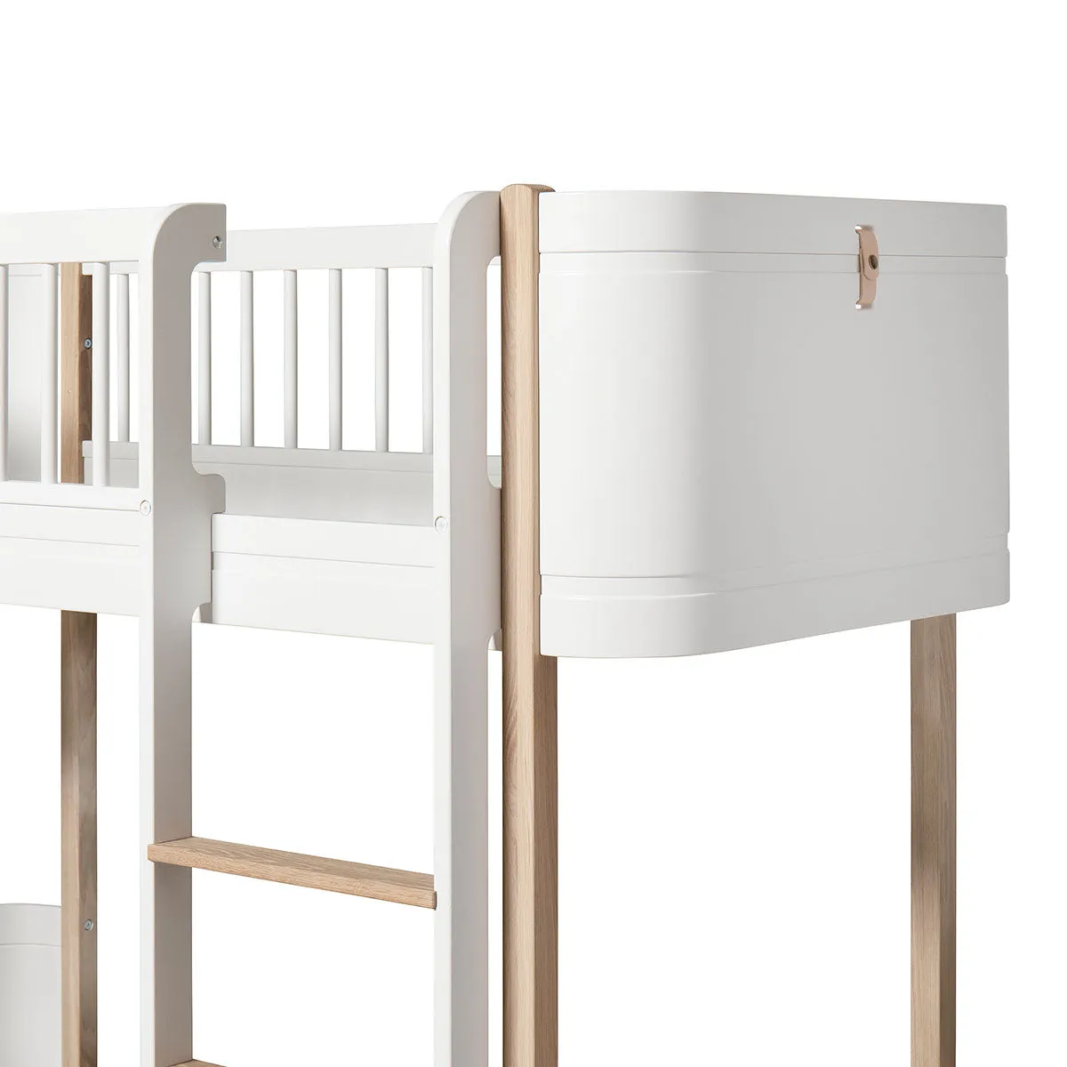 Oliver Furniture Wood Mini  Low Loft Bed Ladder Front White/Oak (Pre-Order; Est. Delivery in 6-10 Weeks)