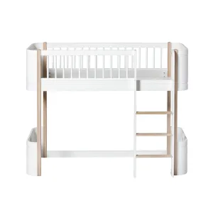 Oliver Furniture Wood Mini  Low Loft Bed Ladder Front White/Oak (Pre-Order; Est. Delivery in 6-10 Weeks)