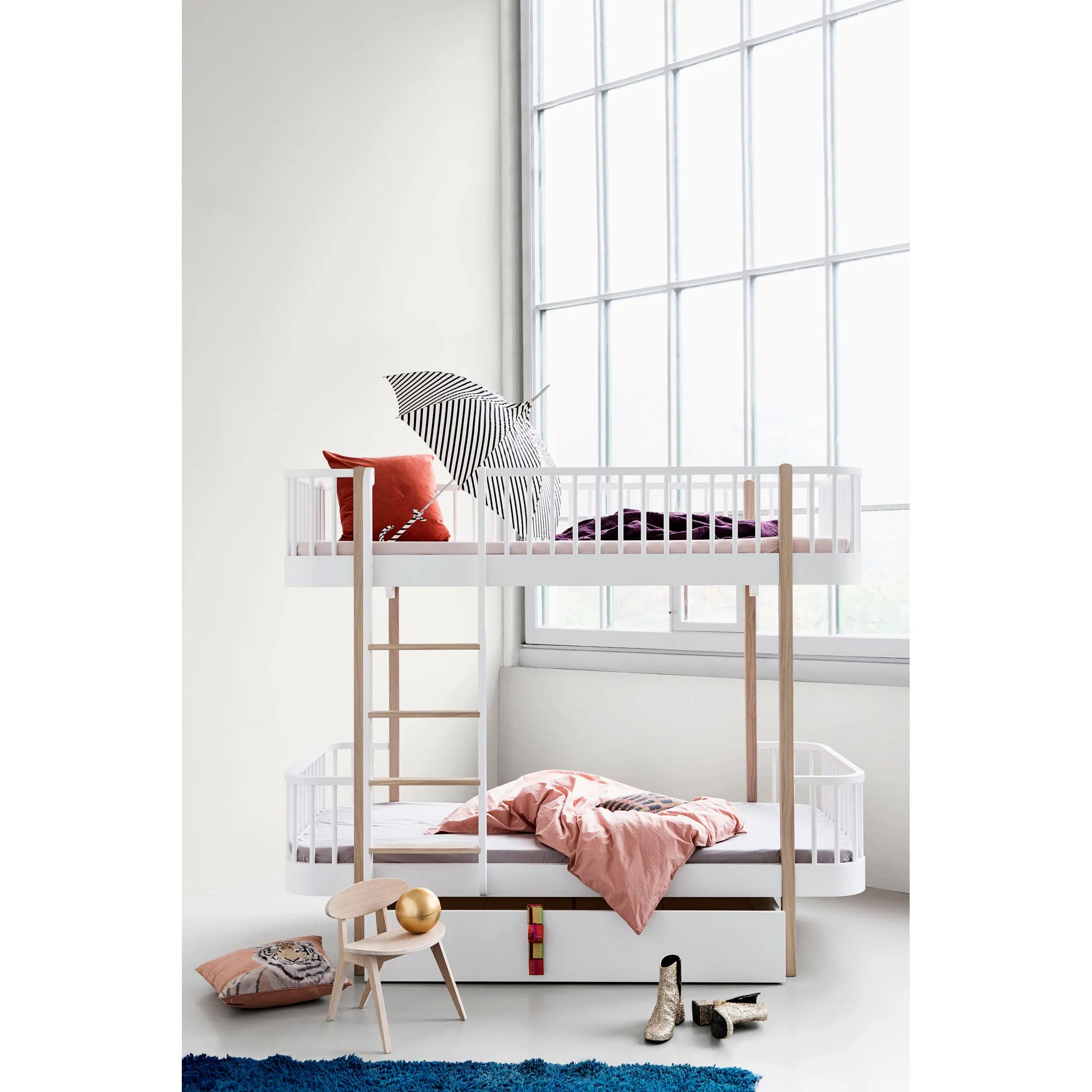 Oliver Furniture Wood Original Bunk Bed Ladder Front White/Oak