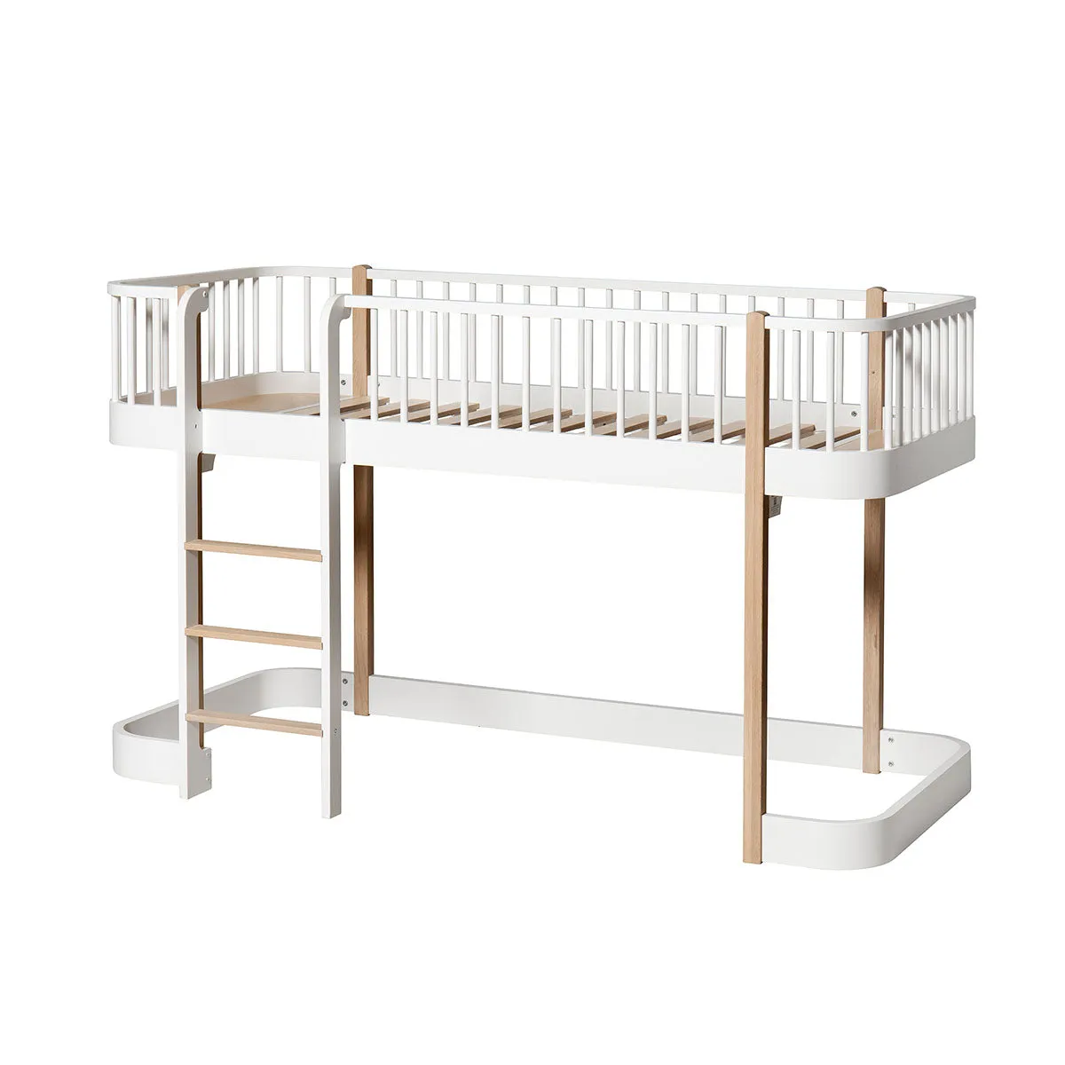 Oliver Furniture Wood Original Low Loft Bed Ladder Front White/Oak