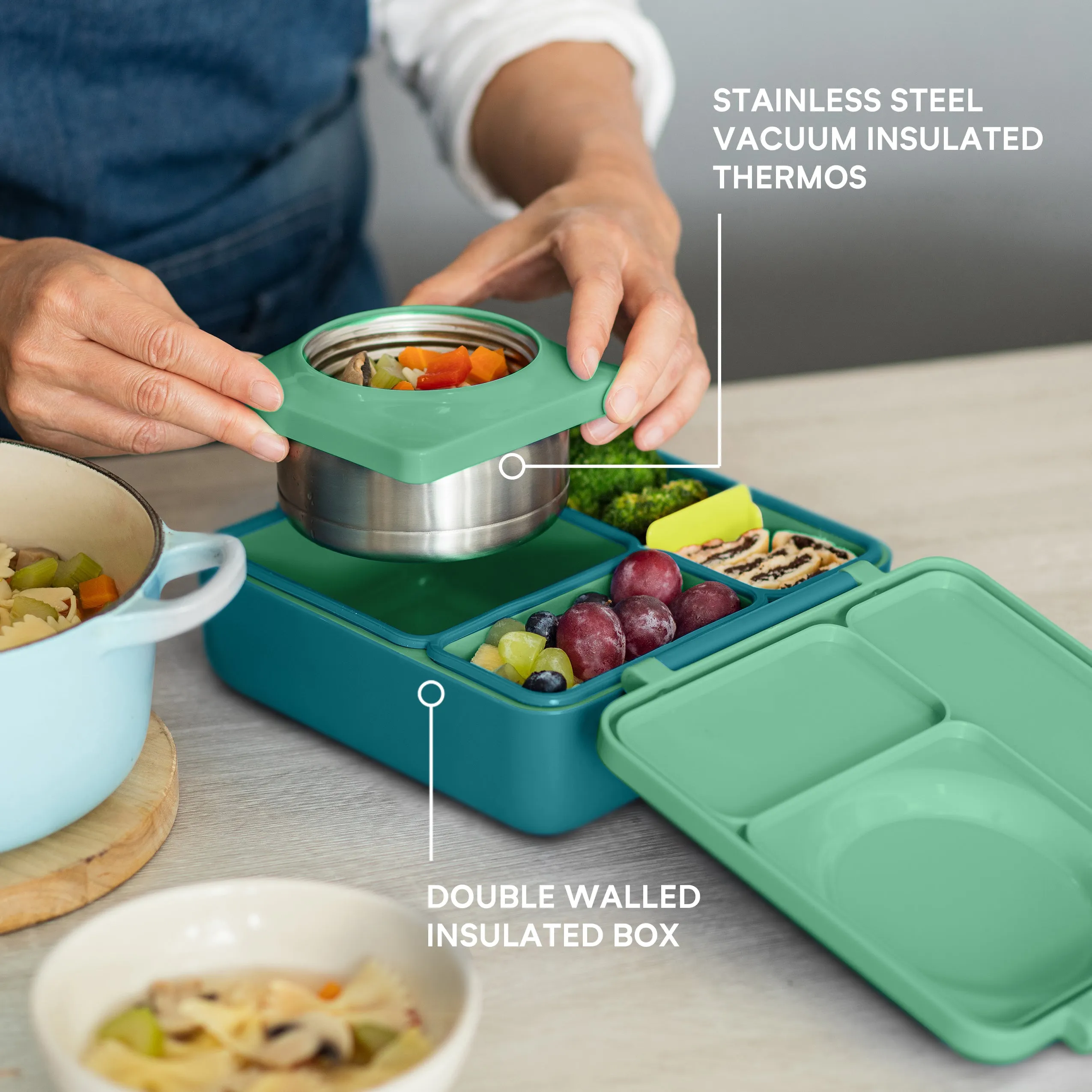 OmieBox Insulated Hot & Cold Bento Box V2 - Meadow