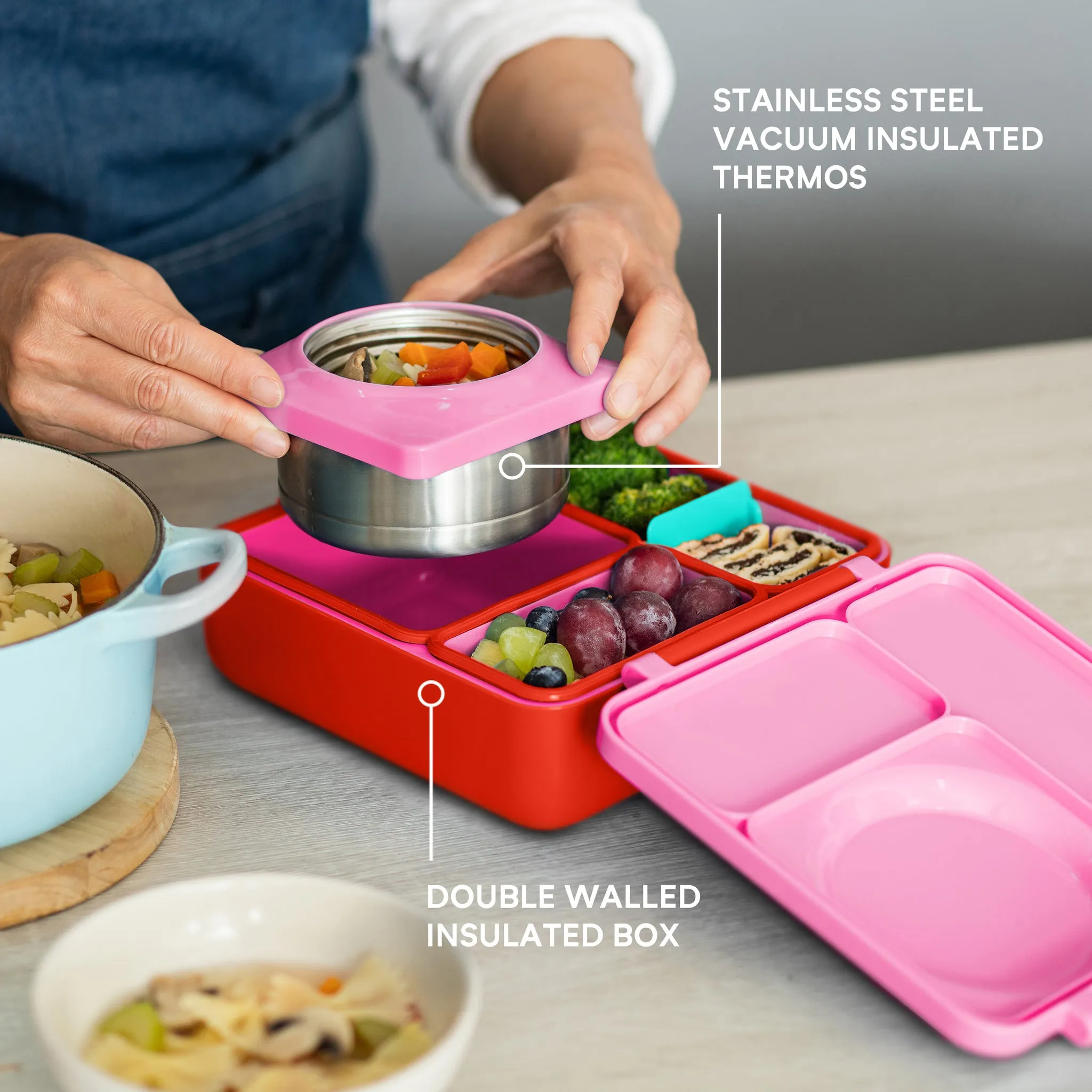OmieBox Insulated Hot & Cold Bento Box V2 - Pink Berry