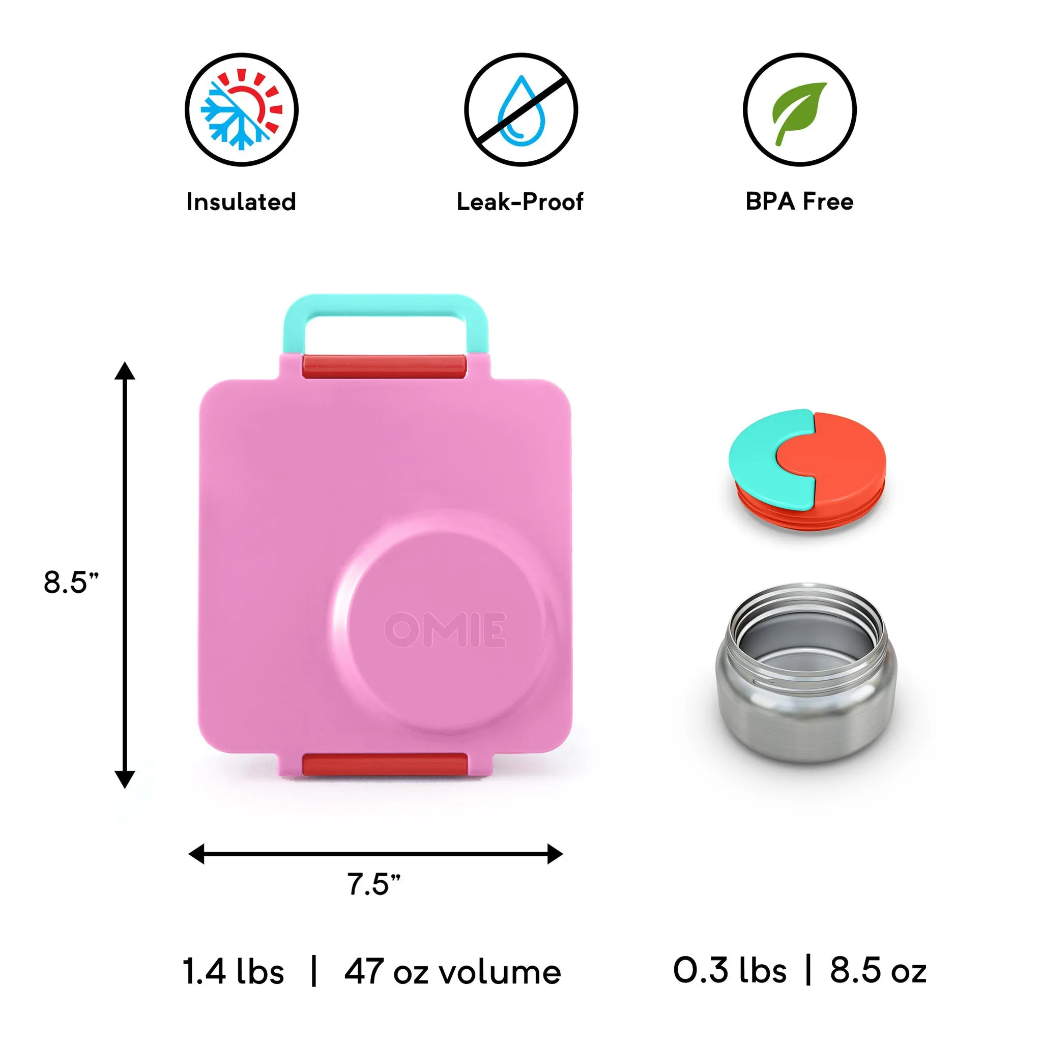 OmieBox Insulated Hot & Cold Bento Box V2 - Pink Berry