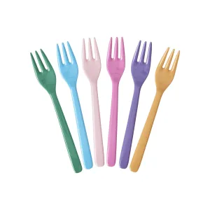 Rice DK Melamine Cake Forks in Asst. 6 Colors - Bundle of 6