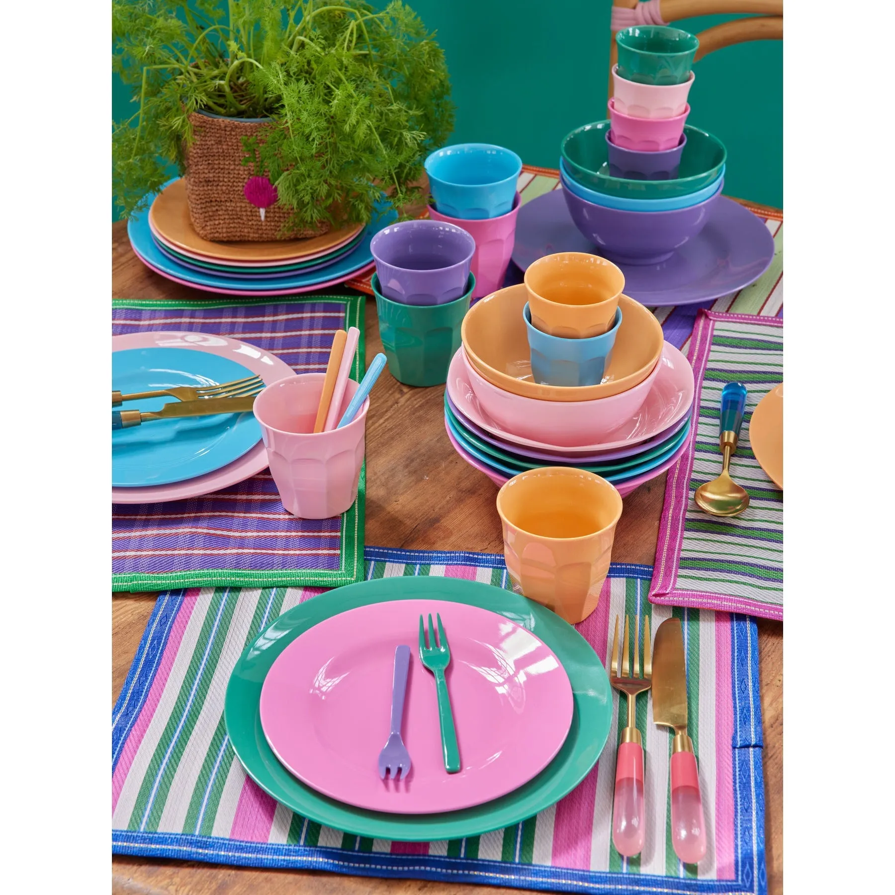 Rice DK Melamine Cake Forks in Asst. 6 Colors - Bundle of 6