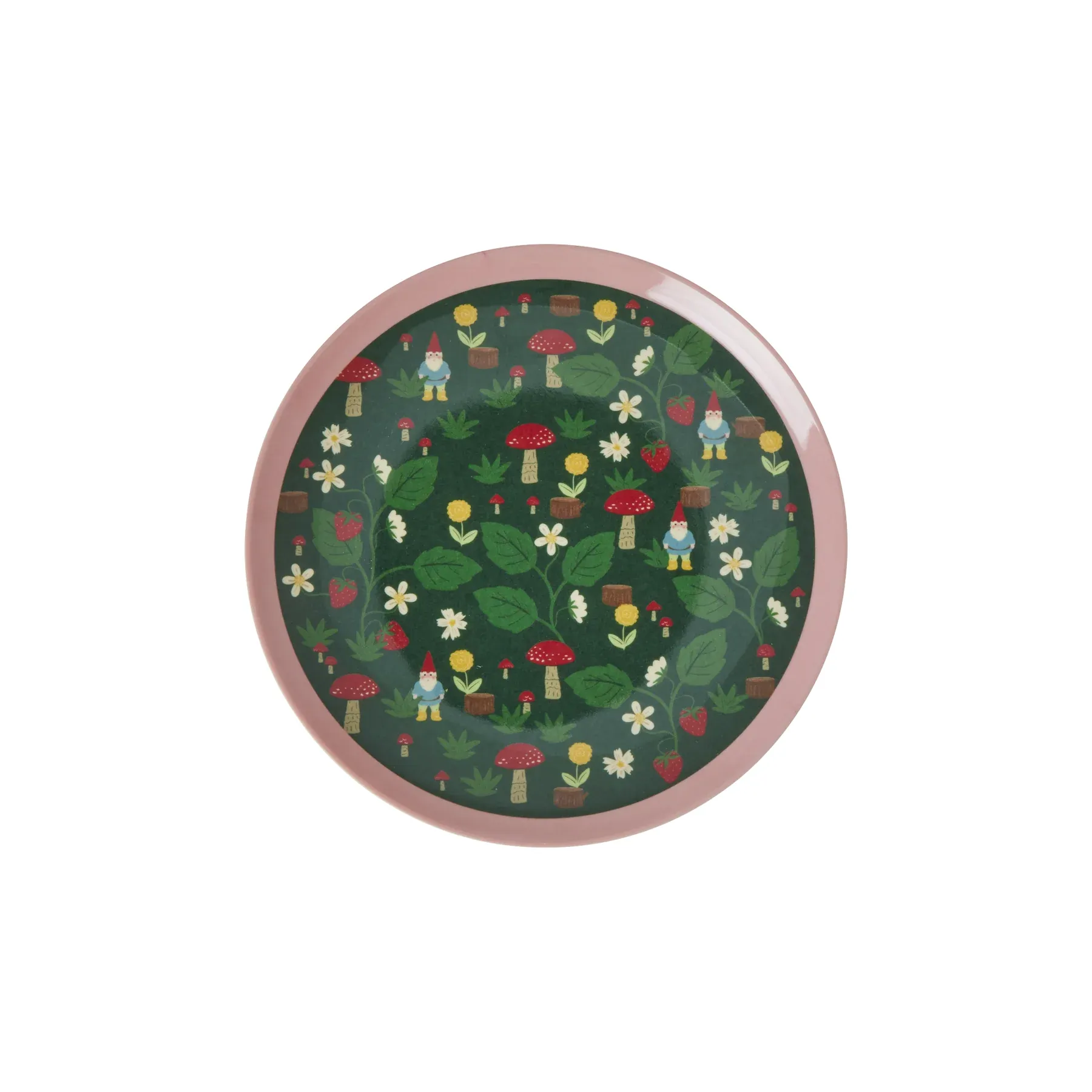 Rice DK Melamine Dessert Plate With Forest Gnome Print