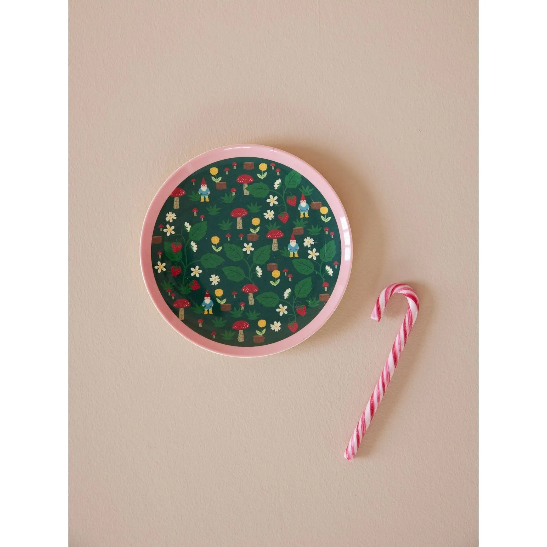 Rice DK Melamine Dessert Plate With Forest Gnome Print