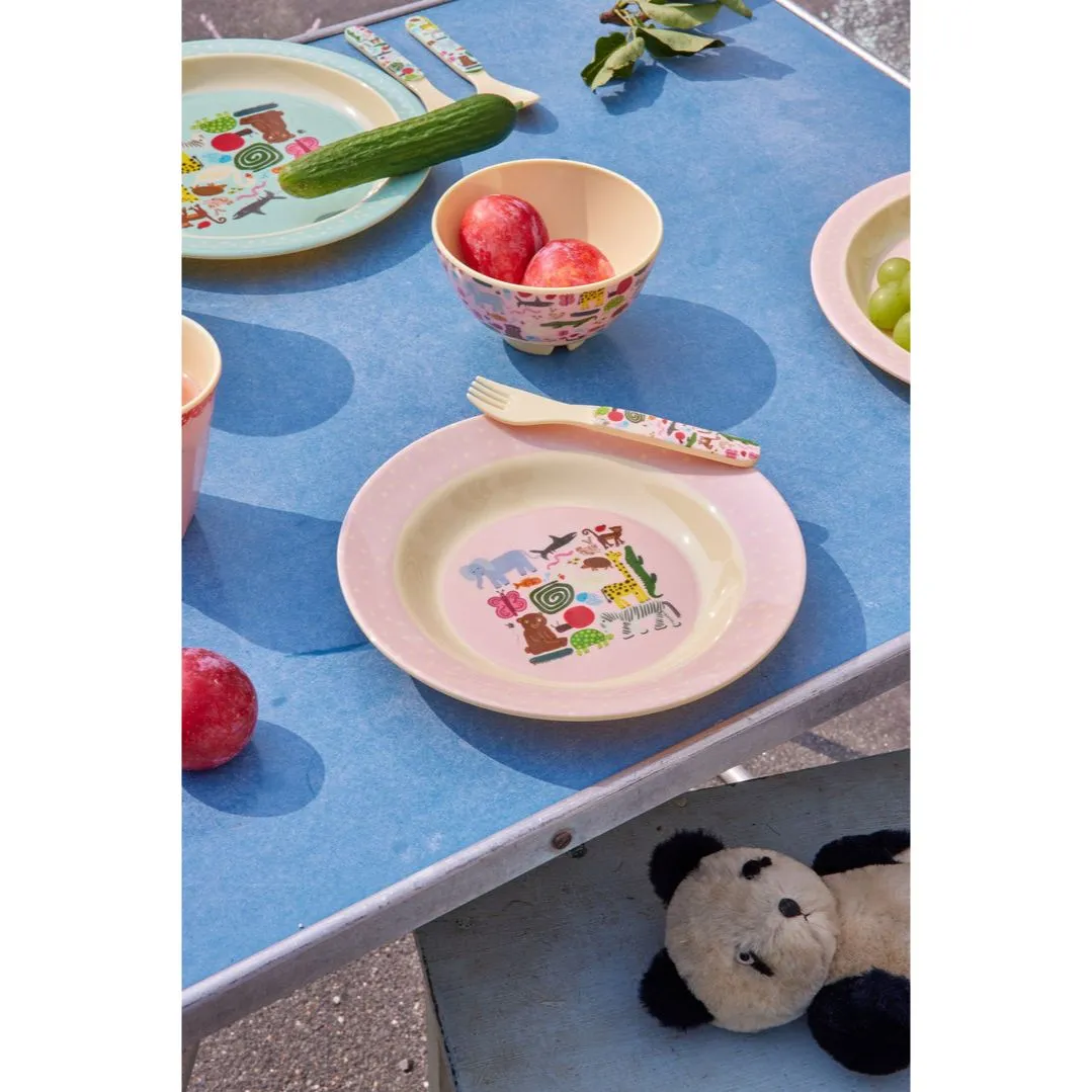 Rice DK Melamine Kids Bowl with Wildlife Print - Pink - 250 ml