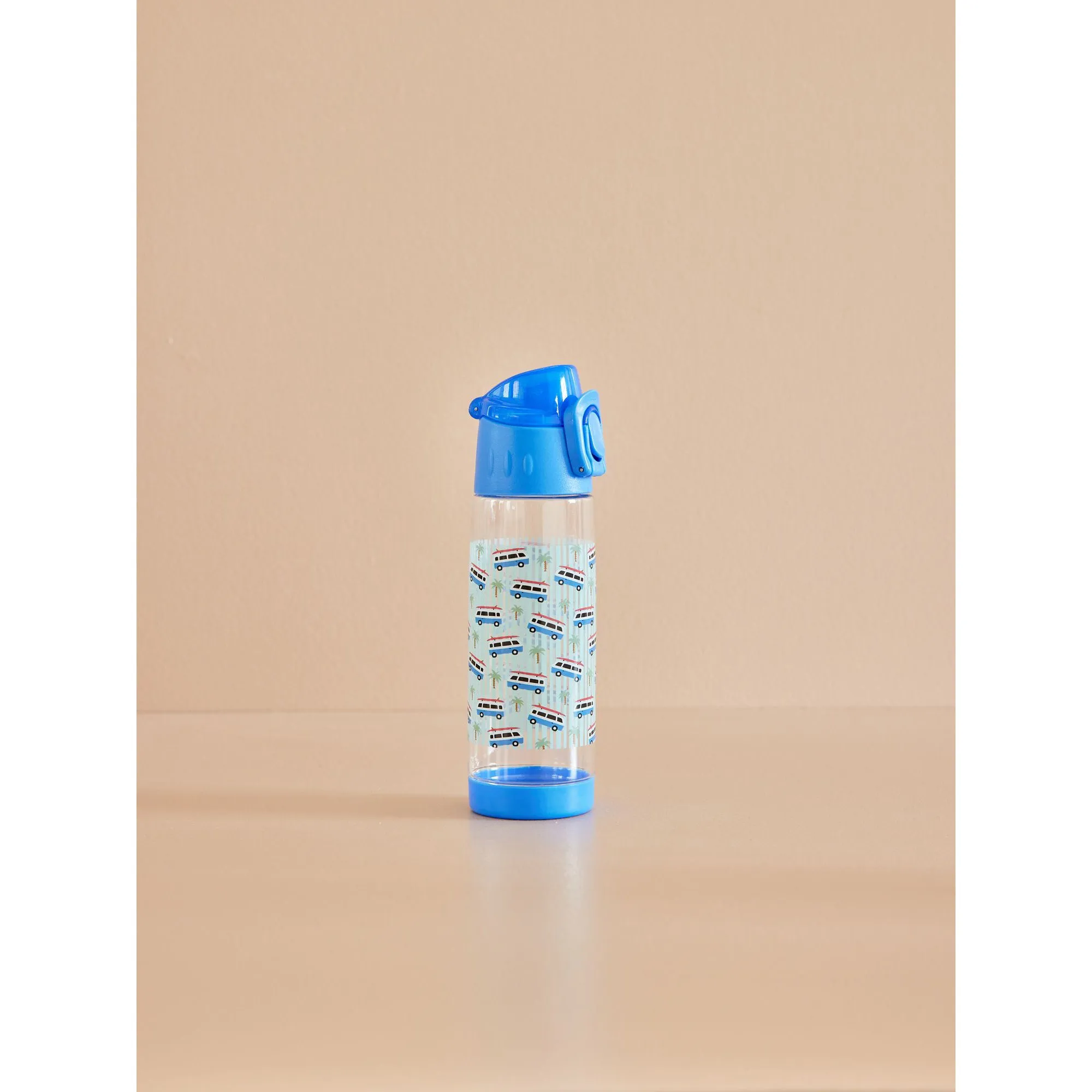 Rice DK Plastic Kids Drinking Bottle with Car Print - Blue