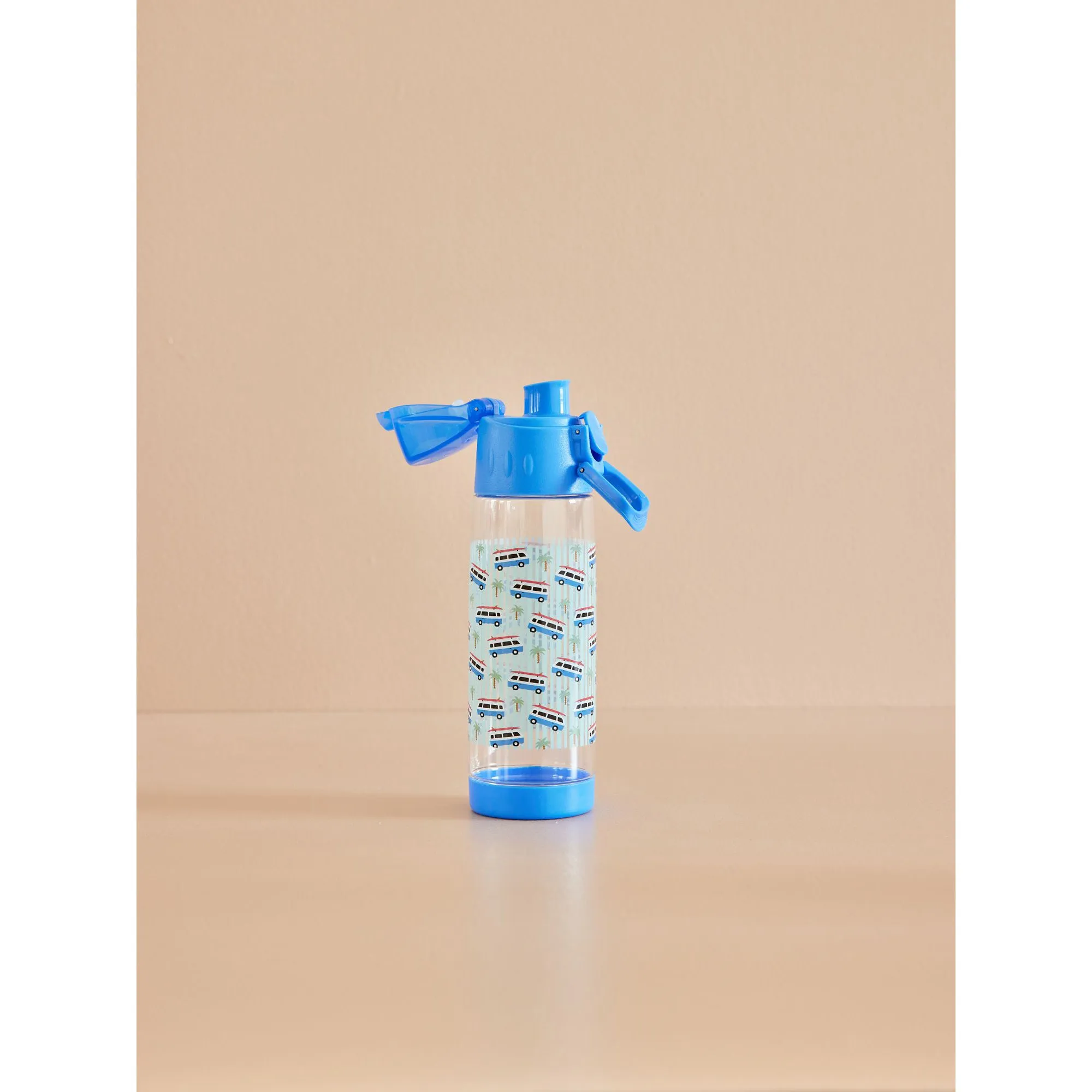 Rice DK Plastic Kids Drinking Bottle with Car Print - Blue