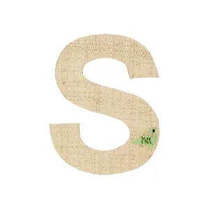 Rice DK Raffia Sticker Letter in Nature with Dinosaur Embroidery - S