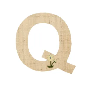 Rice DK Raffia Sticker Letter in Nature with Flower Embroidery - Q
